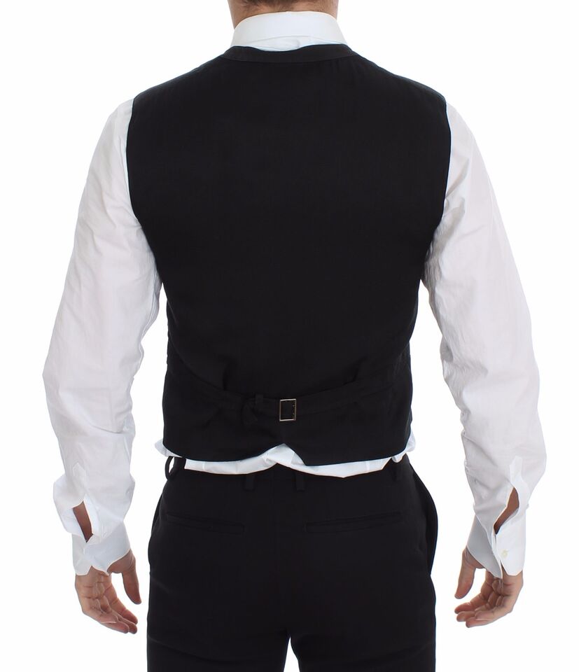 Dolce & Gabbana Black Cotton Viscose Dress Vest Men's Blazer