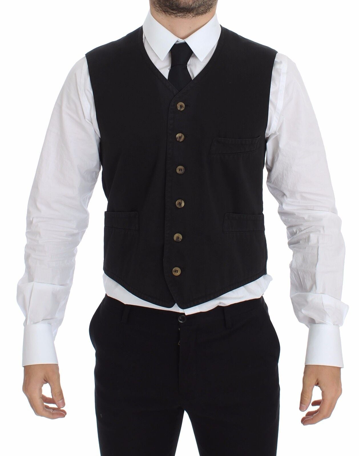 Dolce & Gabbana Elegant Black Dress Men's Vest