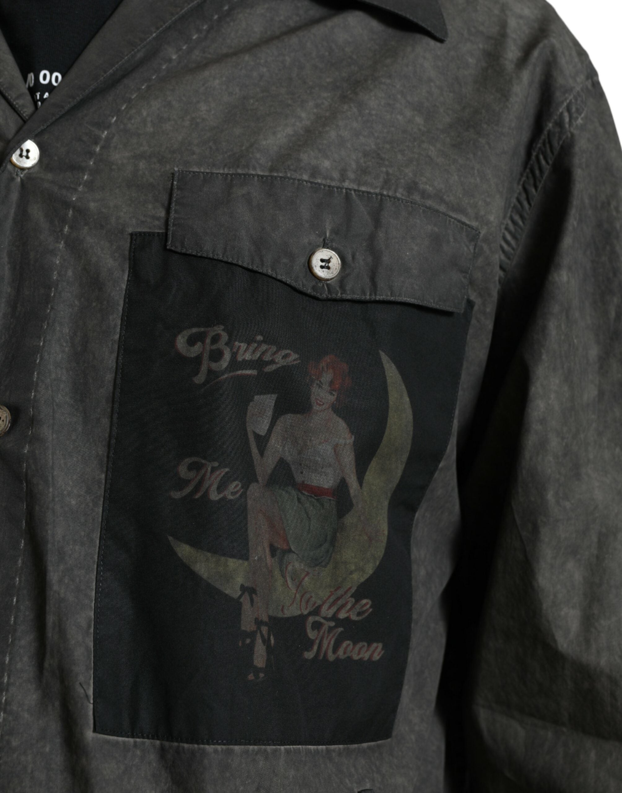 Dolce & Gabbana Dark Gray Cotton Collared Long Sleeves Men's Shirt