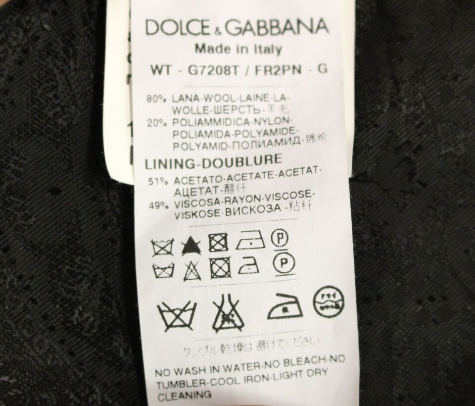Dolce & Gabbana Black Striped Wool Logo Vest Gilet Men's Weste