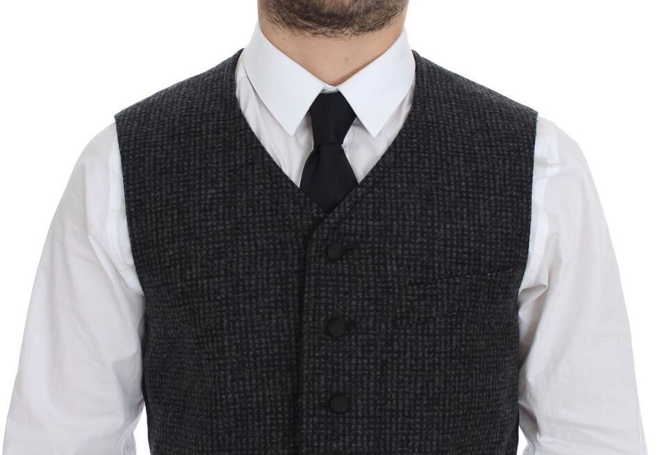 Dolce & Gabbana Gray Wool Blend Vest Gilet Men's Weste