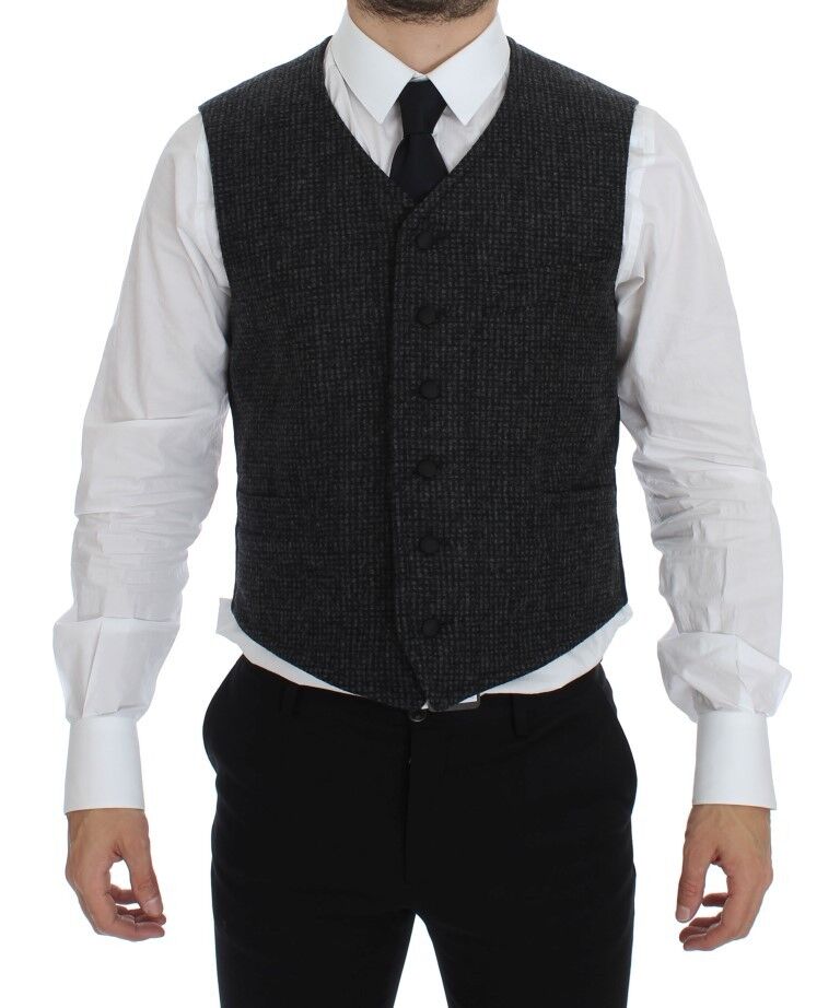 Dolce & Gabbana Gray Wool Blend Vest Gilet Men's Weste