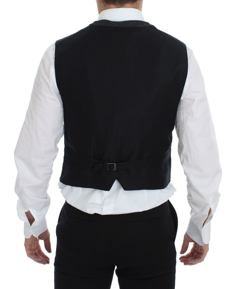 Dolce & Gabbana Gray Wool Blend Logo Vest Gilet Men's Weste
