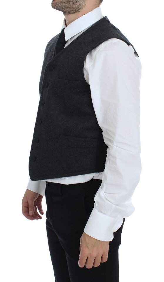 Dolce & Gabbana Gray Wool Blend Logo Vest Gilet Men's Weste