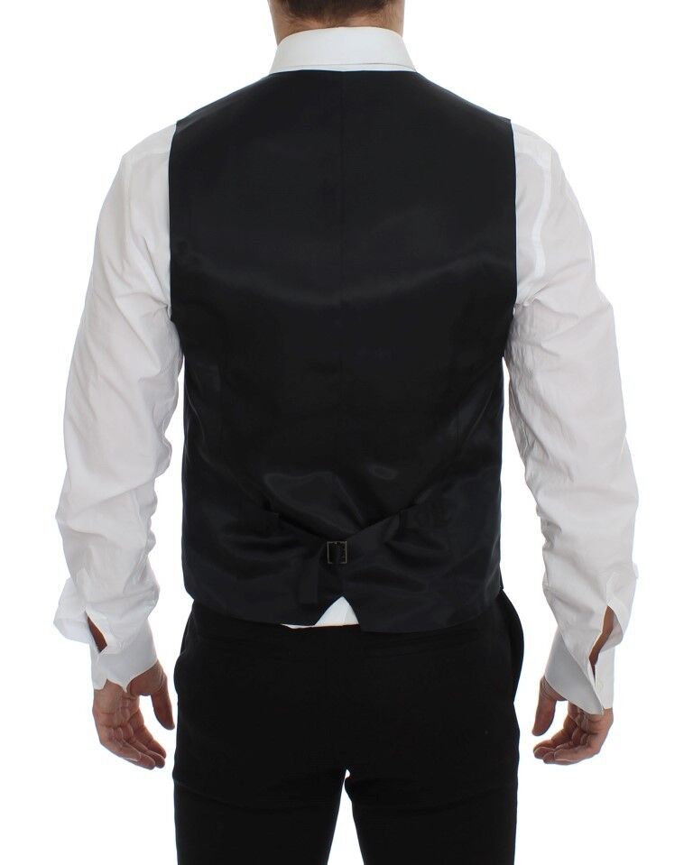 Dolce & Gabbana Gray Wool Silk Dress Vest Gilet Men's Weste