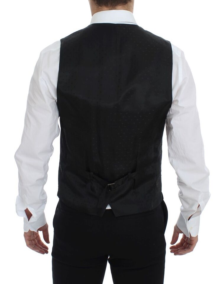 Dolce & Gabbana Black Wool Formal Dress Vest Gilet Men's Weste