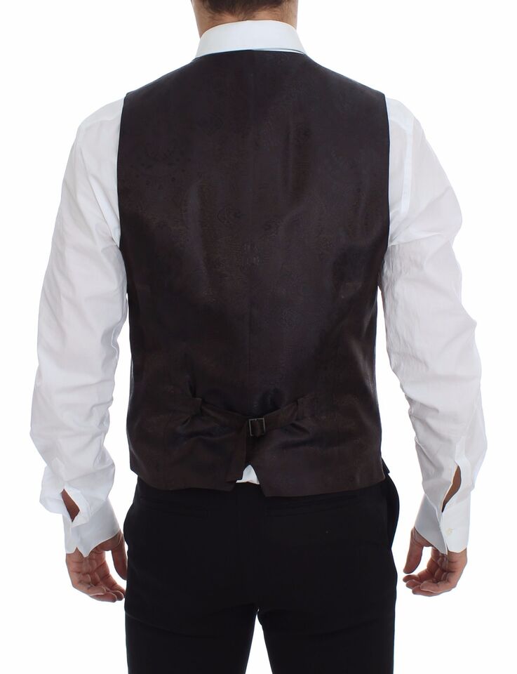 Dolce & Gabbana Elegant Checkered Wool Dress Men's Vest