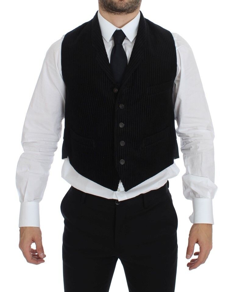Dolce & Gabbana Elegant Black Manchester Dress Men's Vest