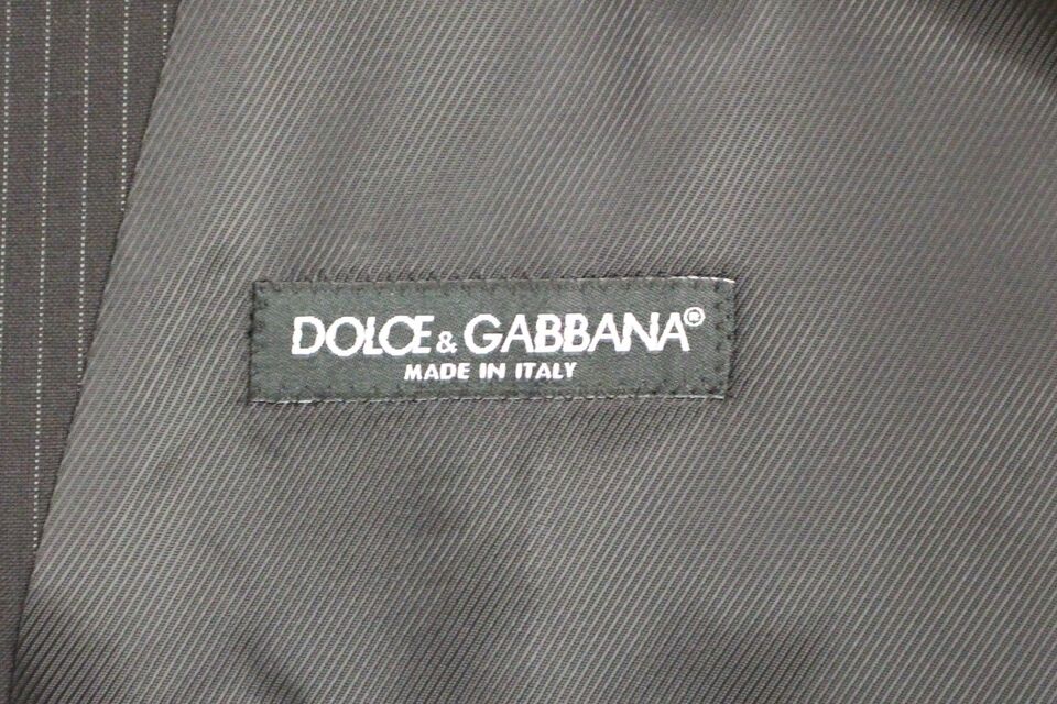 Dolce & Gabbana Black Striped Wool Single Breasted Men's Vest