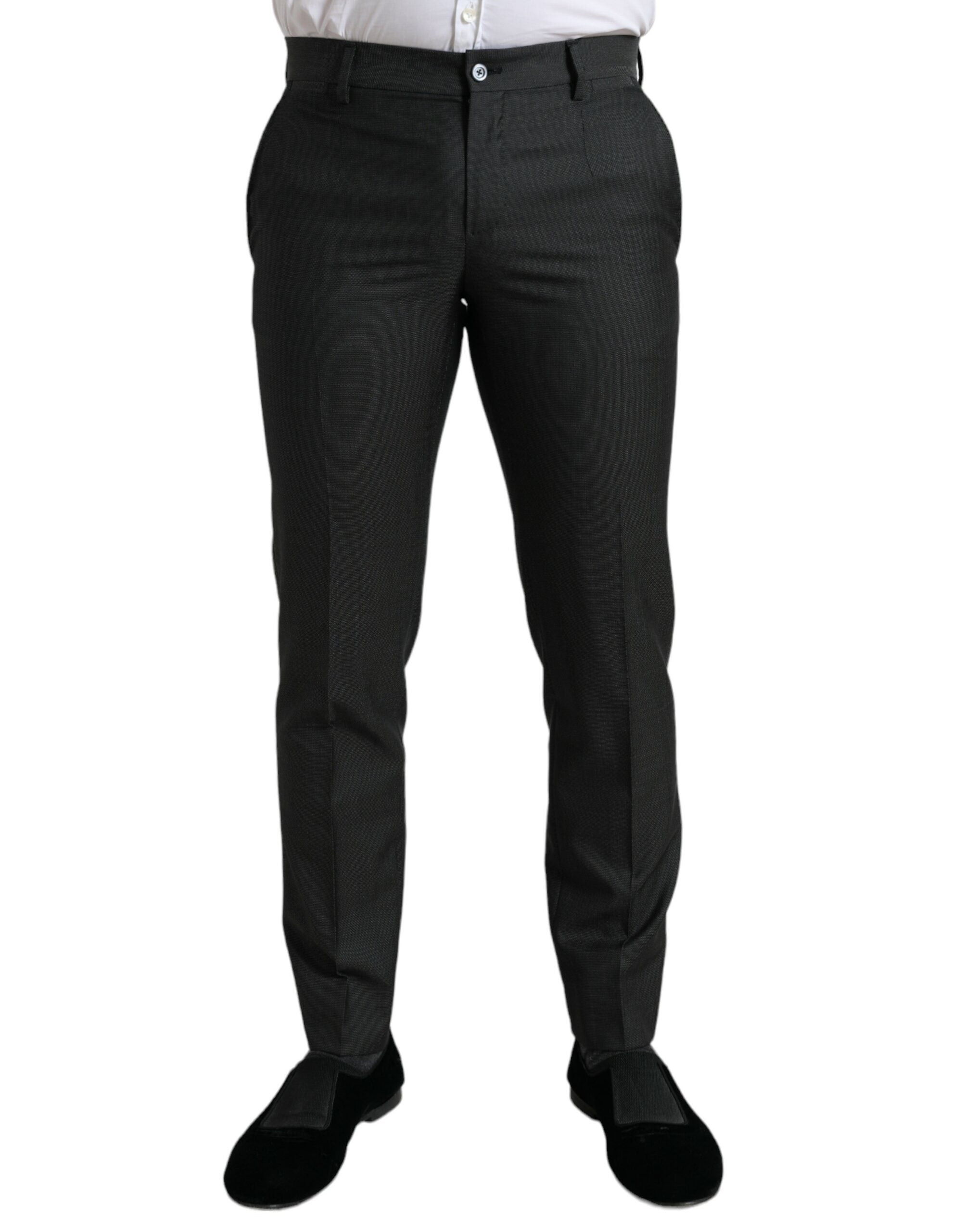 Dolce & Gabbana Elegant Dark Grey Skinny Dress Men's Pants