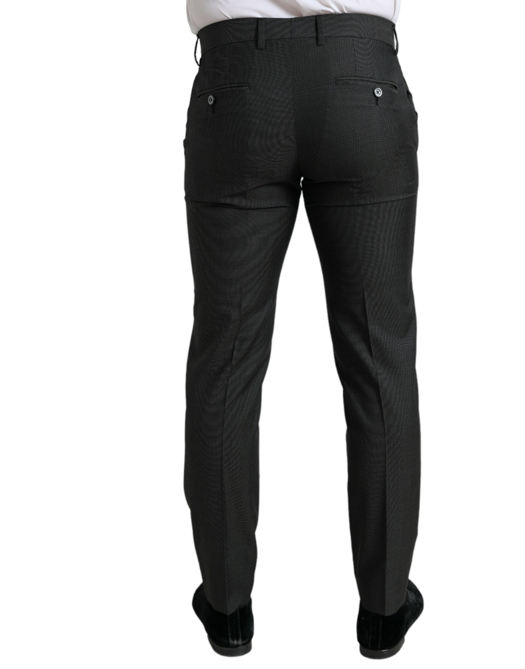 Dolce & Gabbana Elegant Dark Grey Skinny Dress Men's Pants