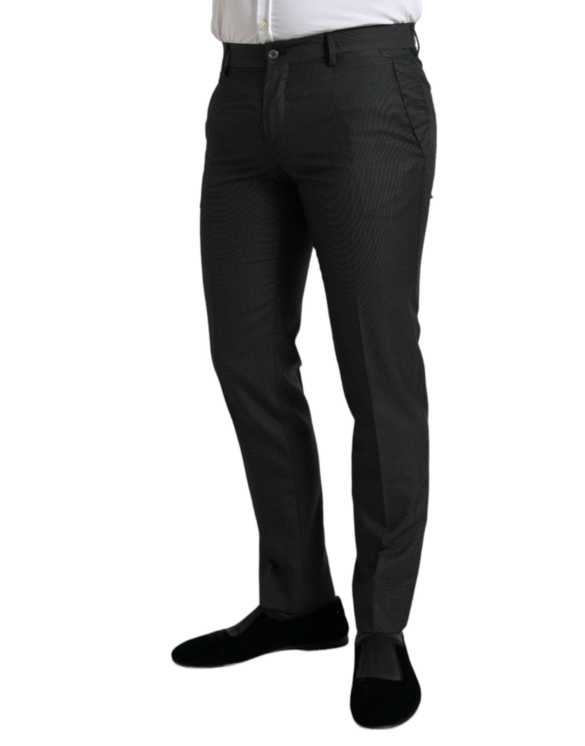 Dolce & Gabbana Elegant Dark Grey Skinny Dress Men's Pants