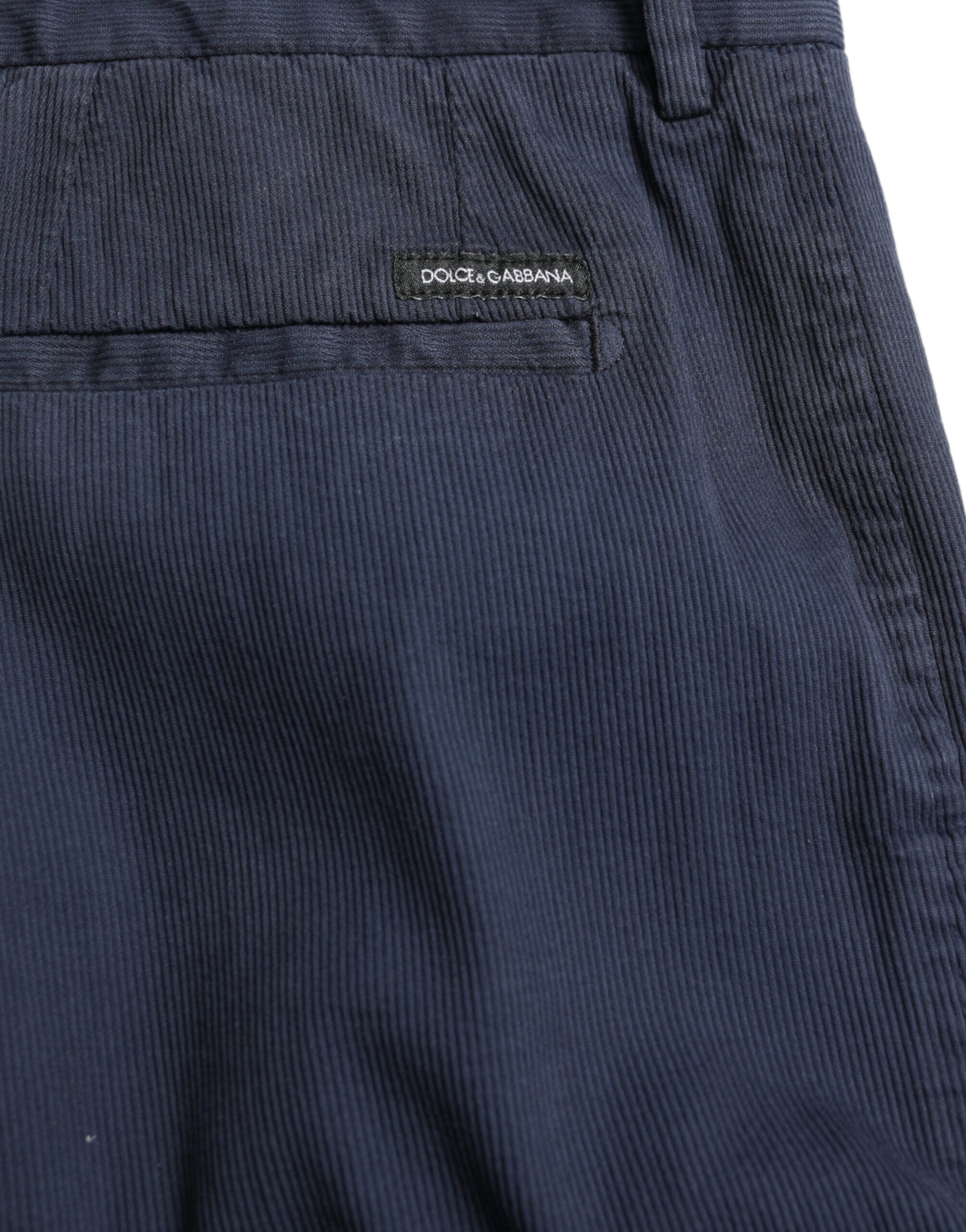 Dolce & Gabbana Dark Blue Cotton Stretch Slim Fit Dress Men's Pants
