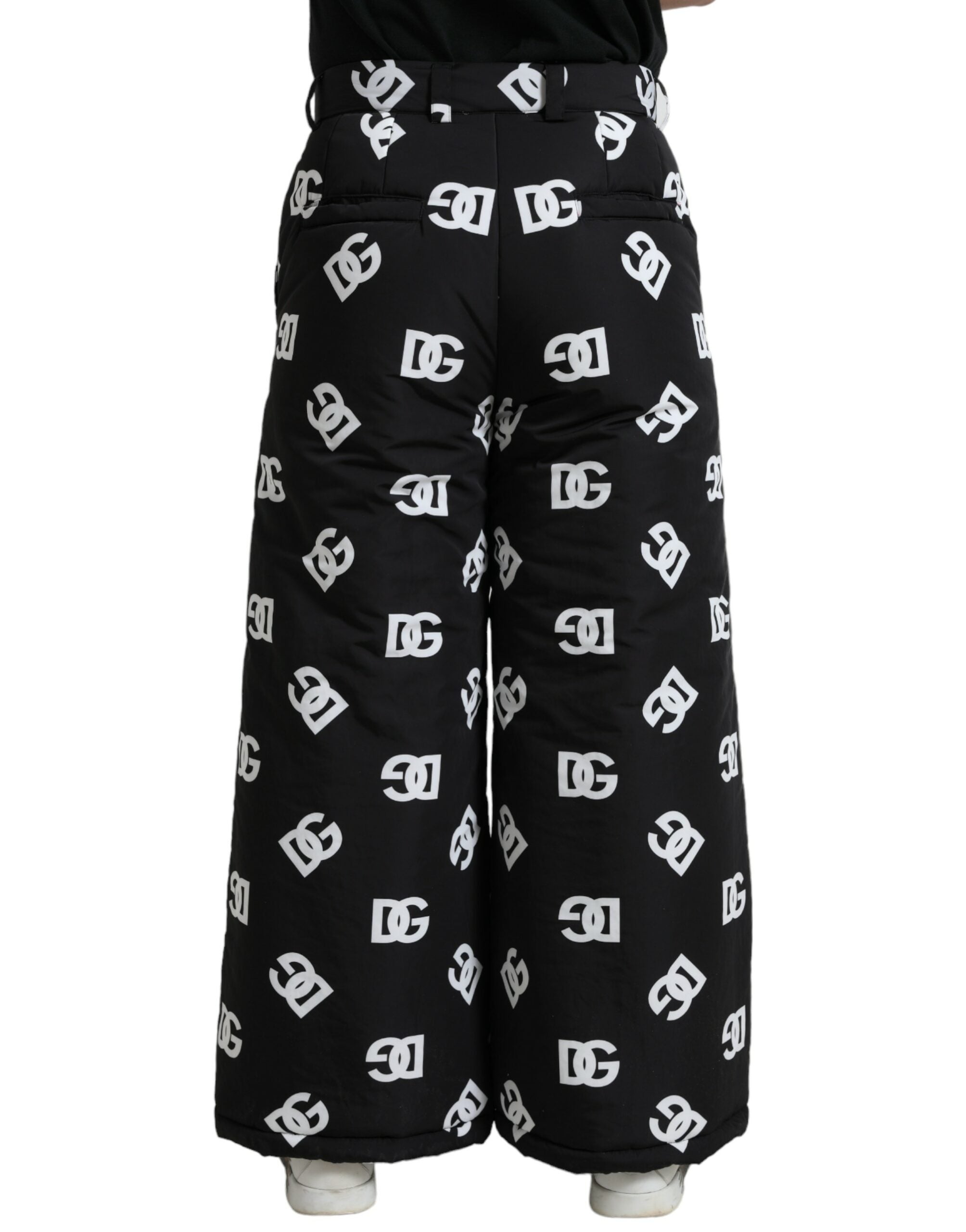 Dolce & Gabbana Black Logo DG Print Wide Leg Men's Pants