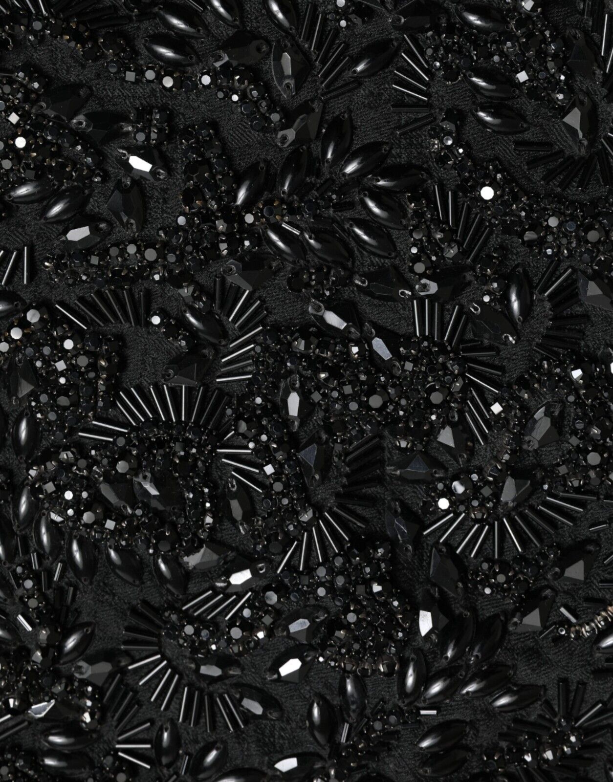 Dolce & Gabbana Black Crystal Handmade Knee Pencil Women's Skirt