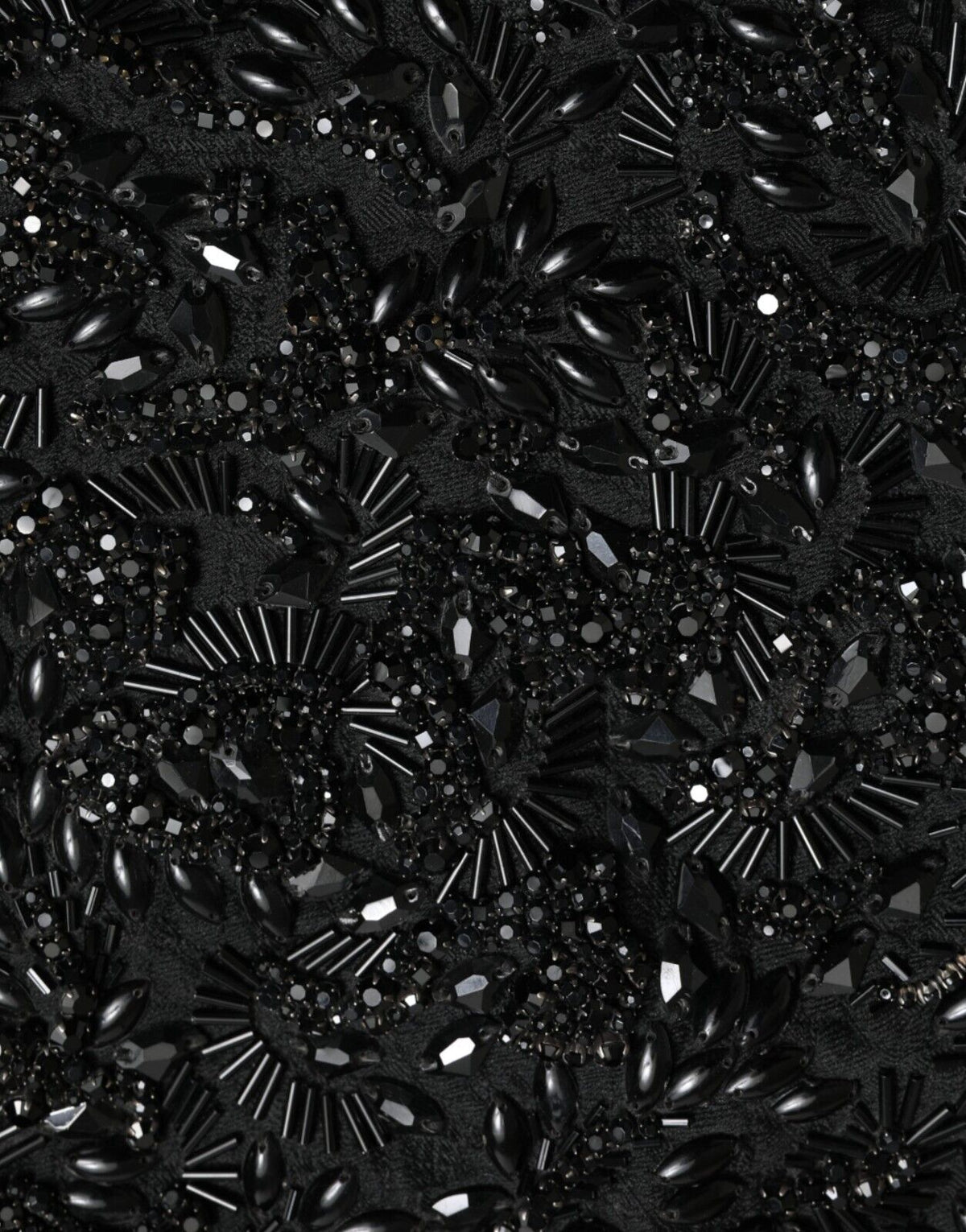 Dolce & Gabbana Black Crystal Handmade Knee Pencil Women's Skirt