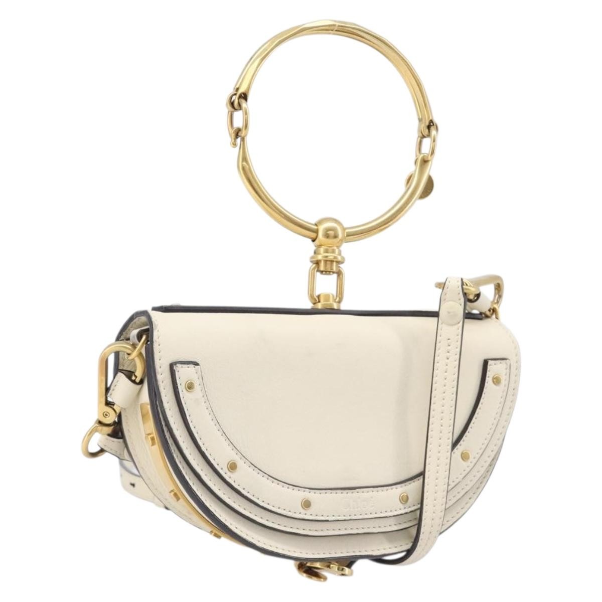 Chloe Nile Minaudière Leather White Leather Handbag (Pre-Owned)