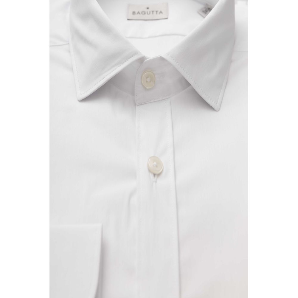 Bagutta White Cotton Men's Shirt Slim Fit With French Men's Collar
