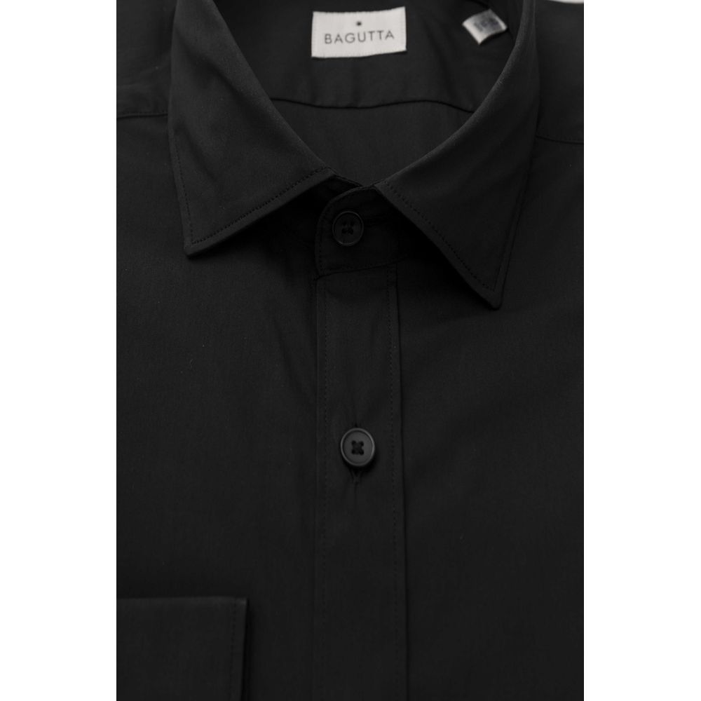 Bagutta Black Cotton Men's Slim Men's Shirt