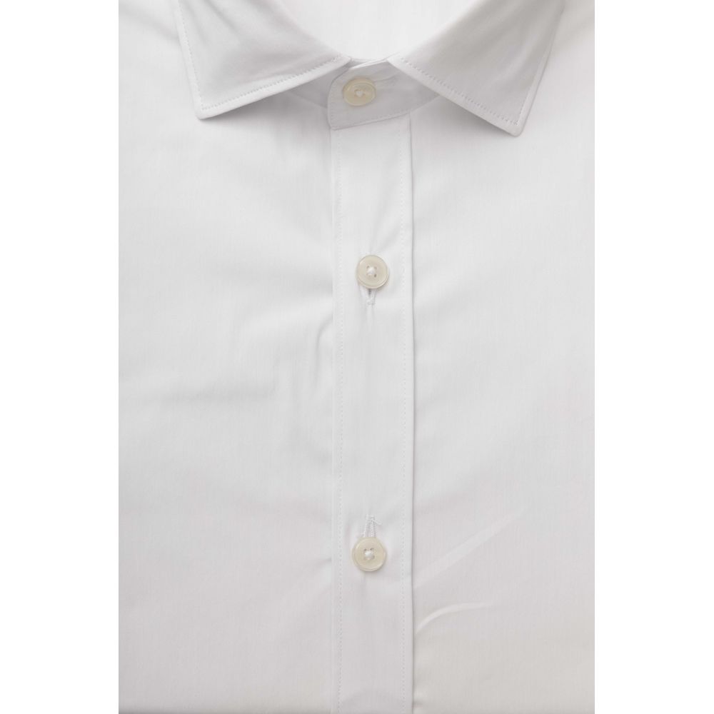 Bagutta White Cotton Men's Shirt Slim Fit With French Men's Collar