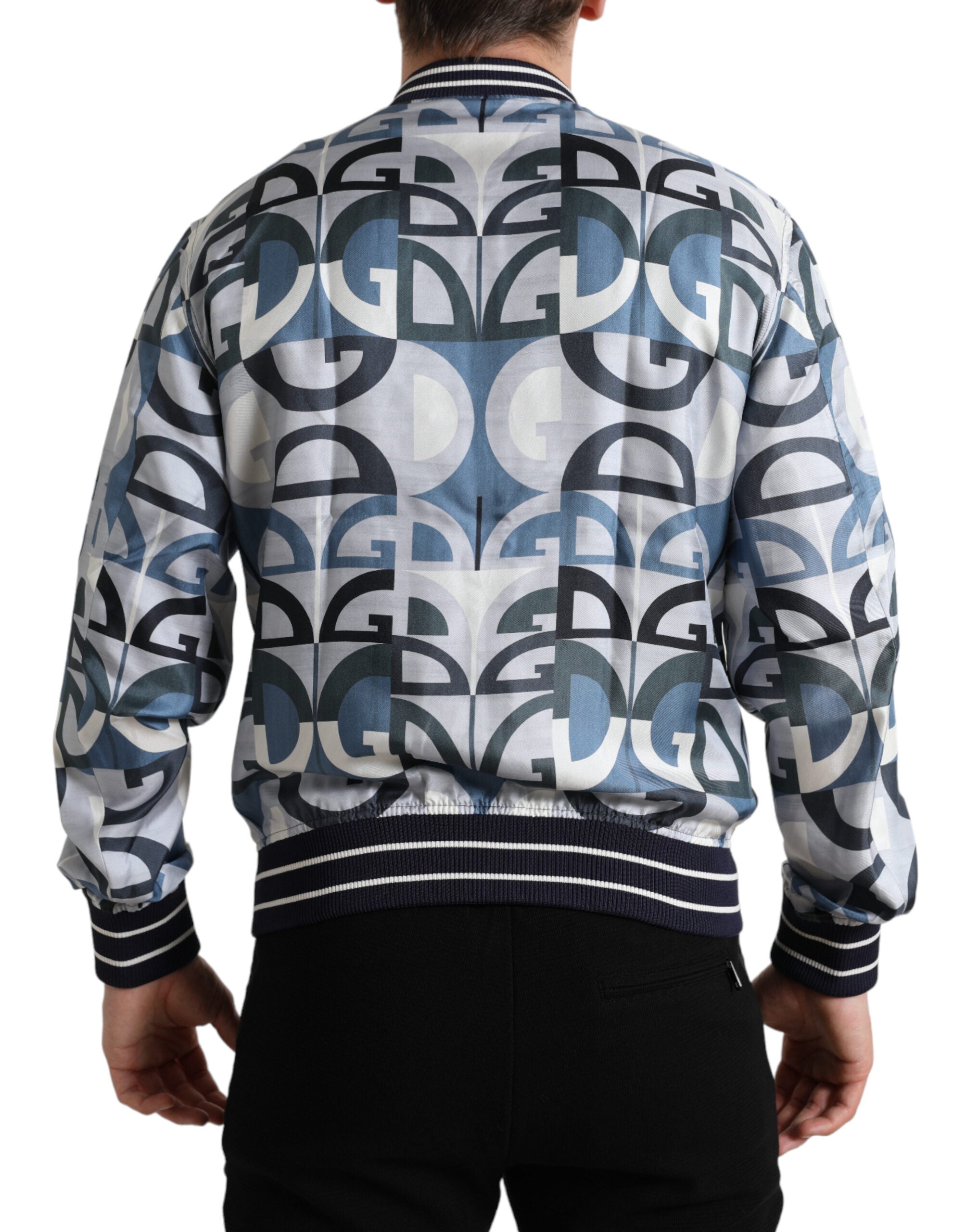 Dolce & Gabbana Multicolor Logo Print Bomber Blouson Men's Jacket