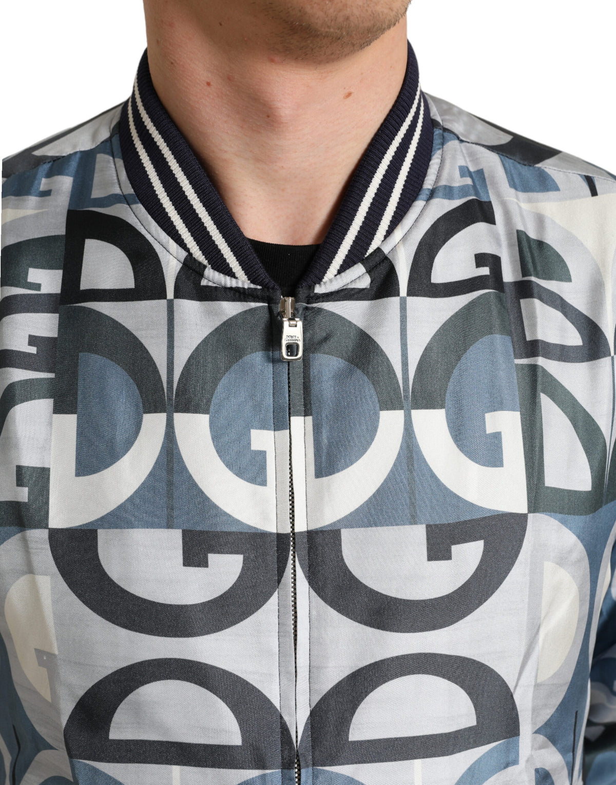 Dolce & Gabbana Multicolor Logo Print Bomber Blouson Men's Jacket