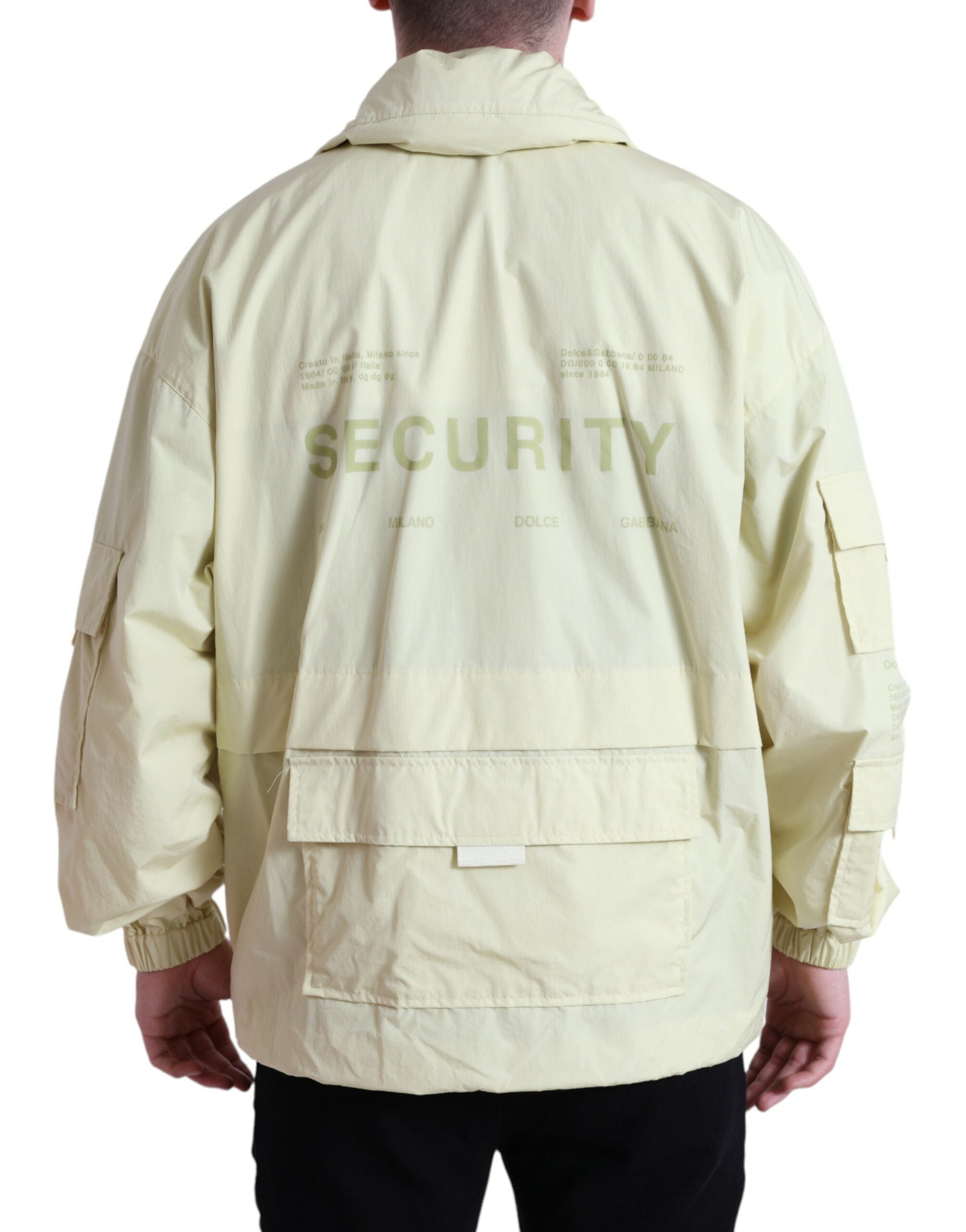Dolce & Gabbana Yellow Nylon Collared Full Zip Parka Men's Jacket