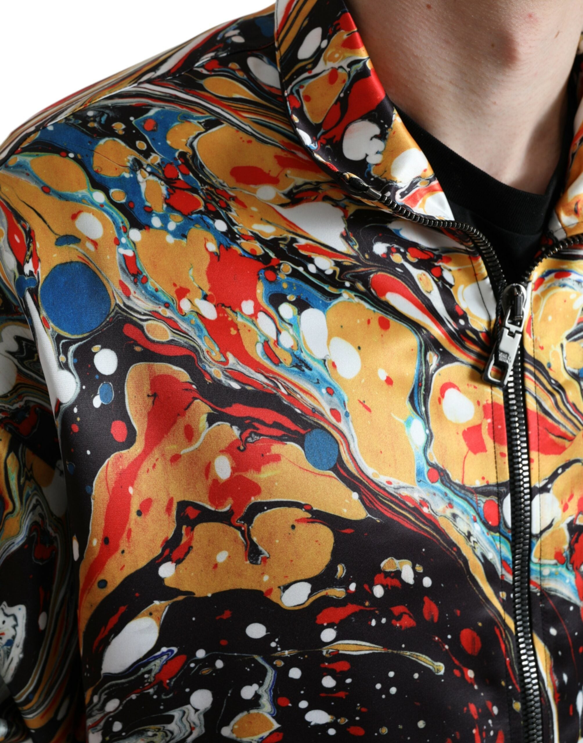 Dolce & Gabbana Multicolor Abstract Polyester Bomber Men's Jacket