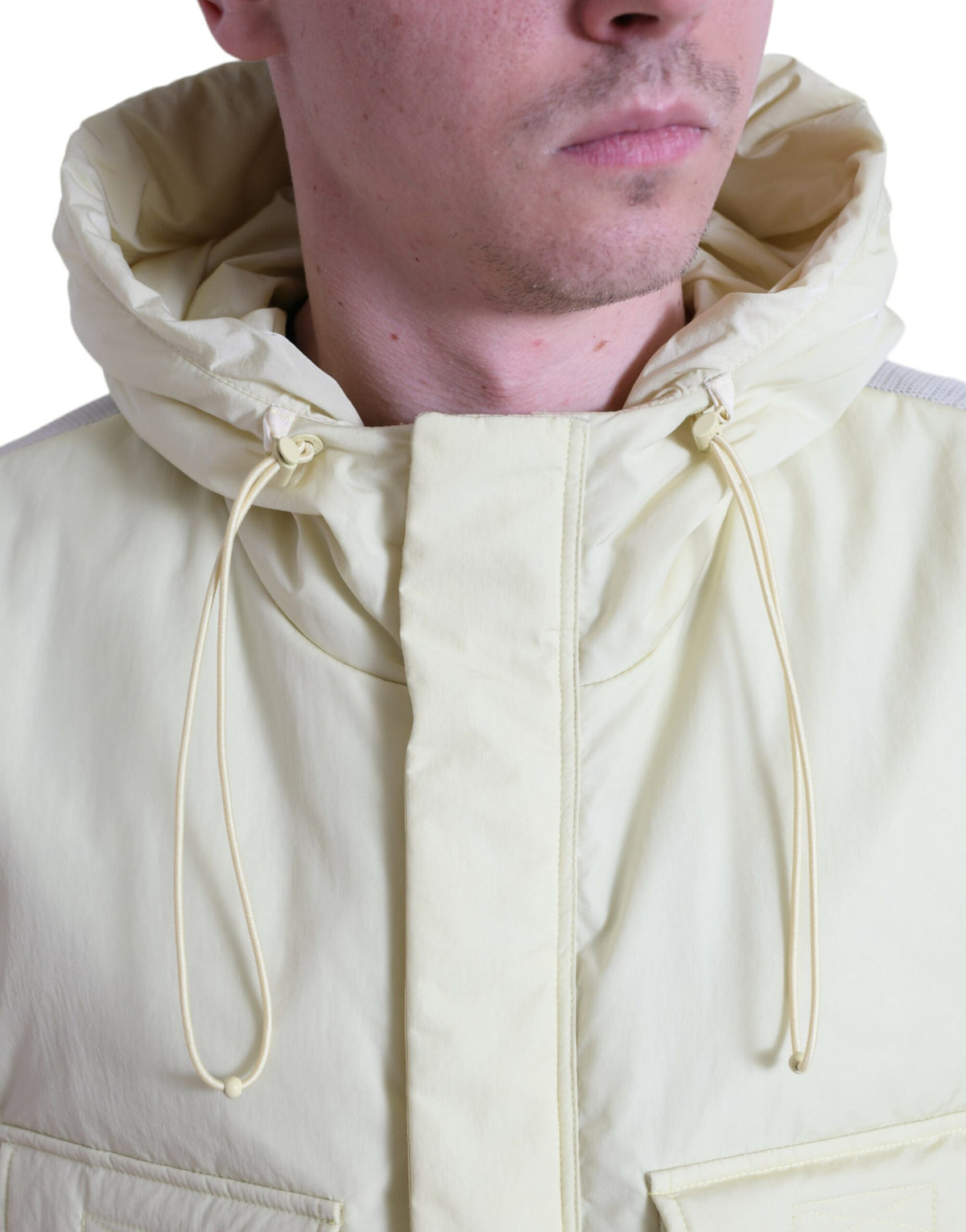 Dolce & Gabbana Yellow Nylon Hooded Sportswear Vest Men's Jacket