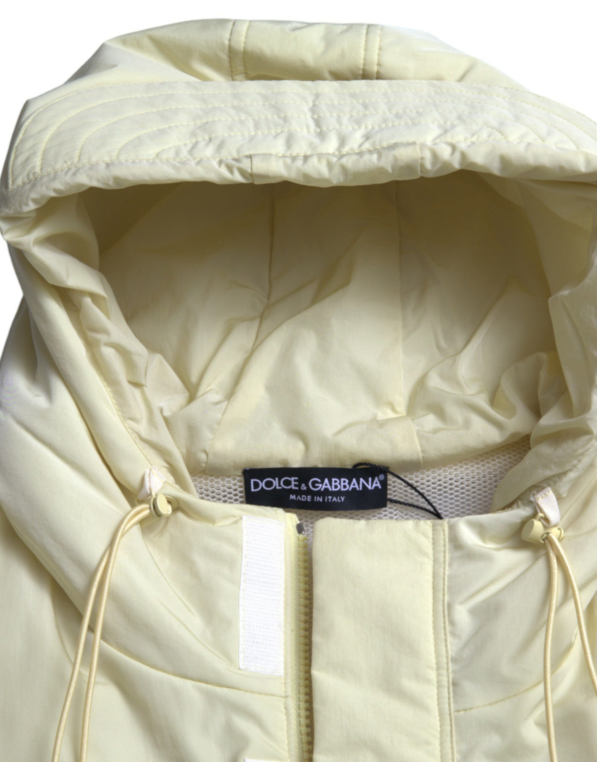 Dolce & Gabbana Yellow Nylon Hooded Sportswear Vest Men's Jacket