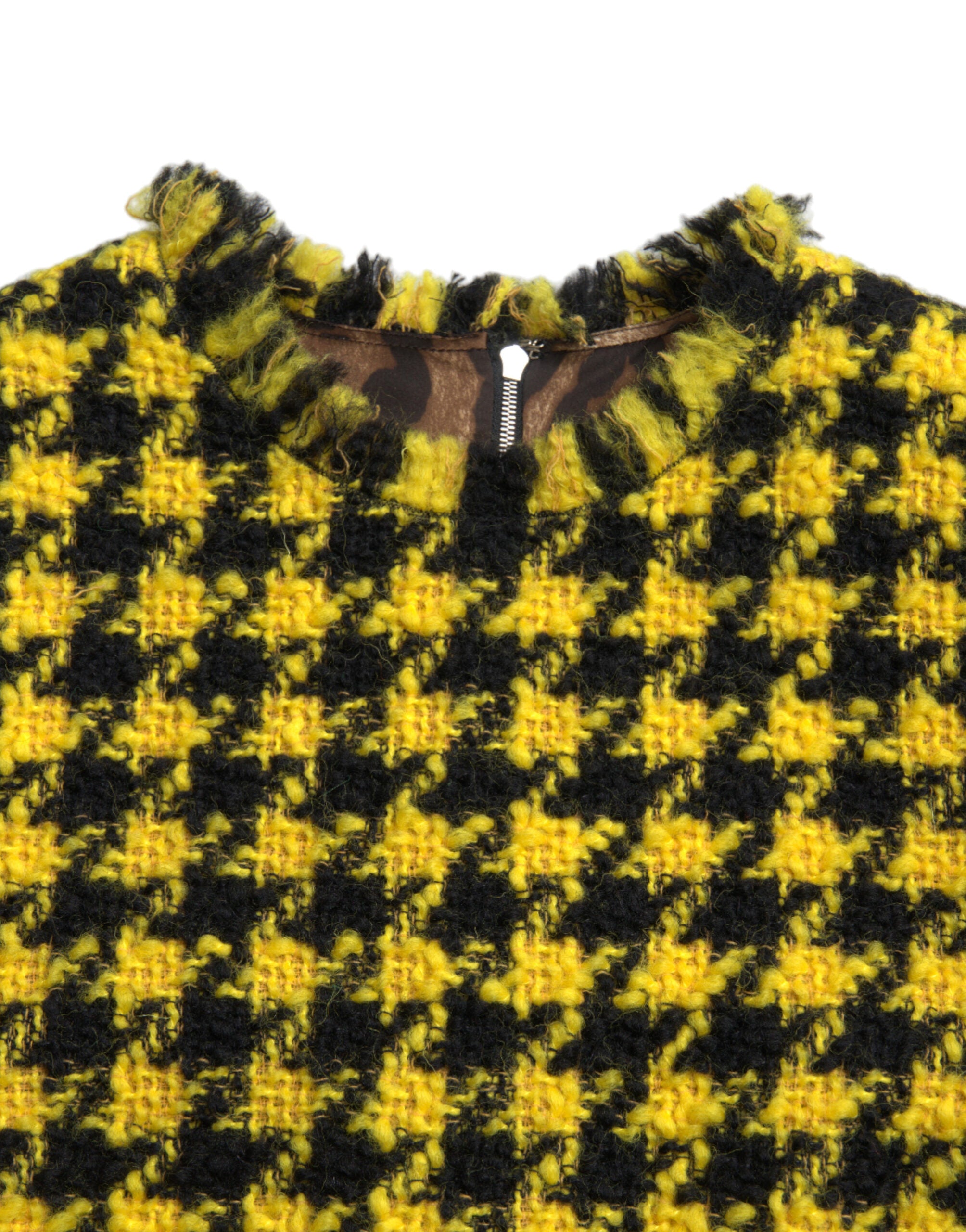 Dolce & Gabbana Yellow Houndstooth Sleeveless Aline Mini Women's Dress