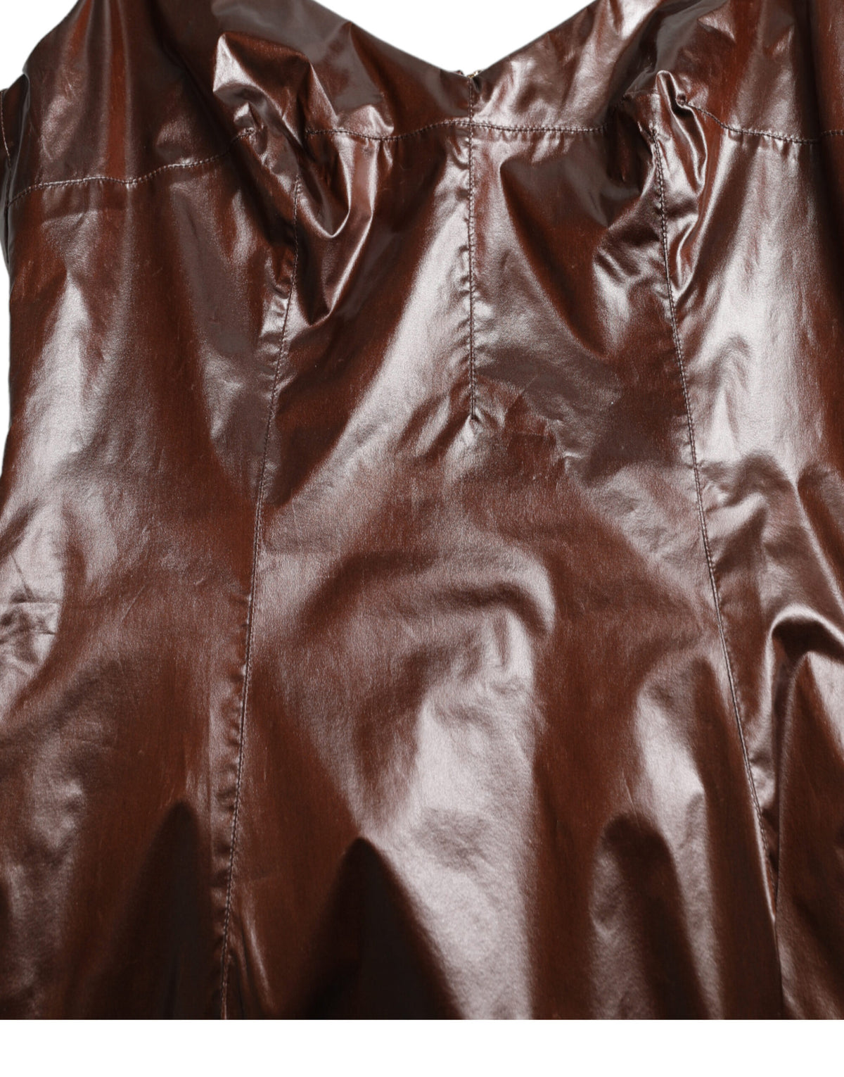 Dolce & Gabbana Brown Shiny Silk Sheath Sleeveless Bodycon Midi Women's Dress