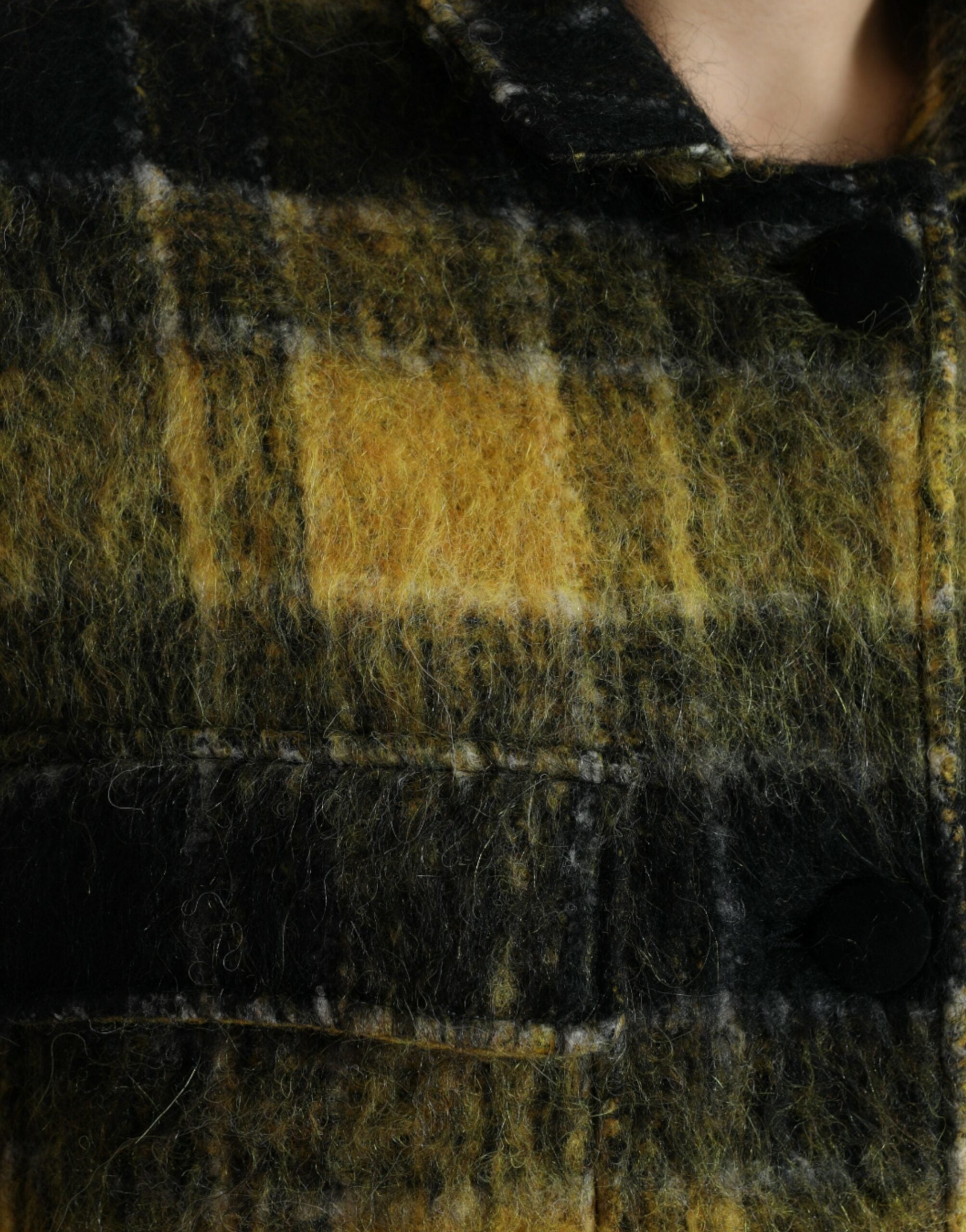 Dolce & Gabbana Yellow Plaid Long Sleeve Casual Coat Women's Jacket