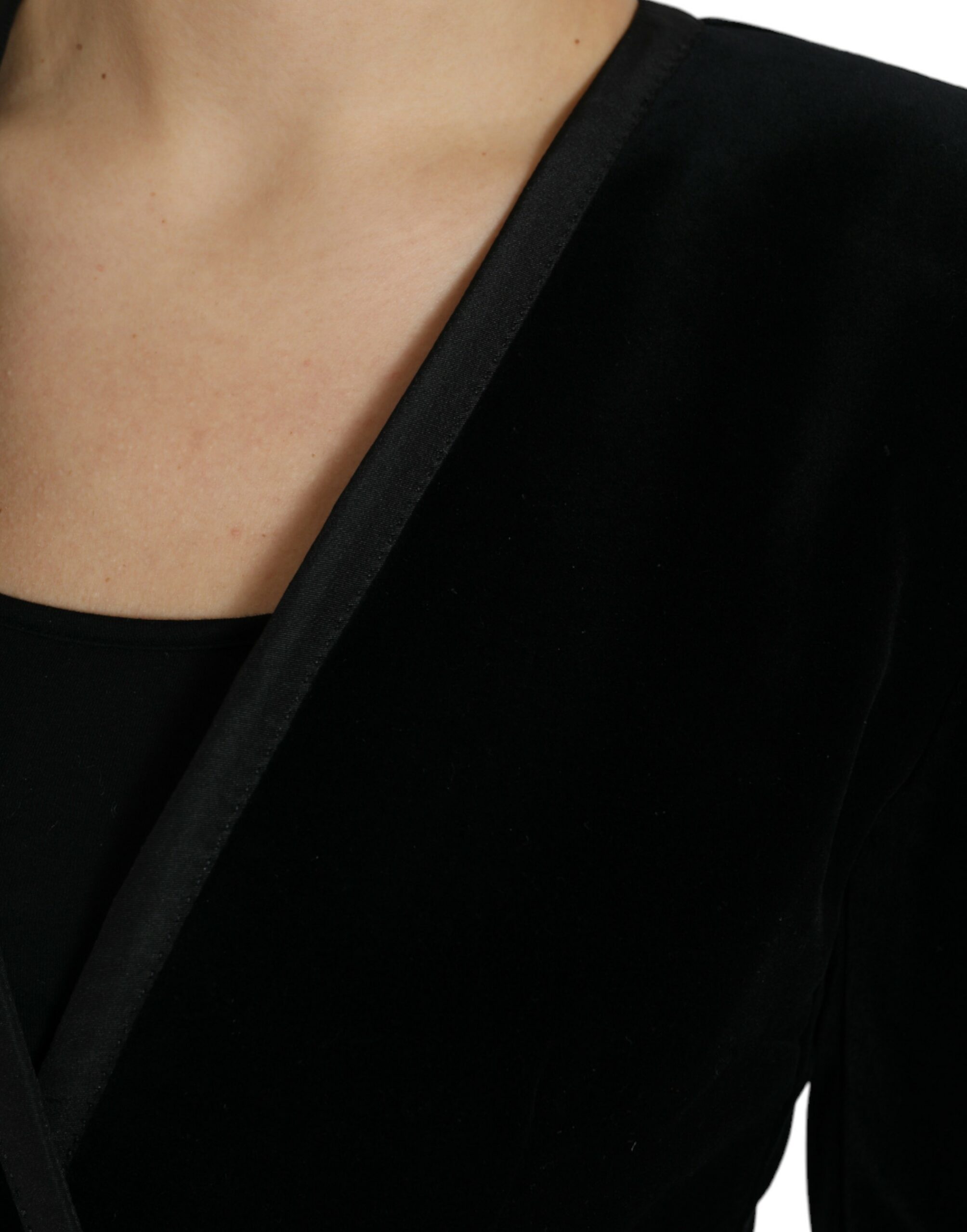 Dolce & Gabbana Black Velvet Cotton Double Breasted Women's Jacket