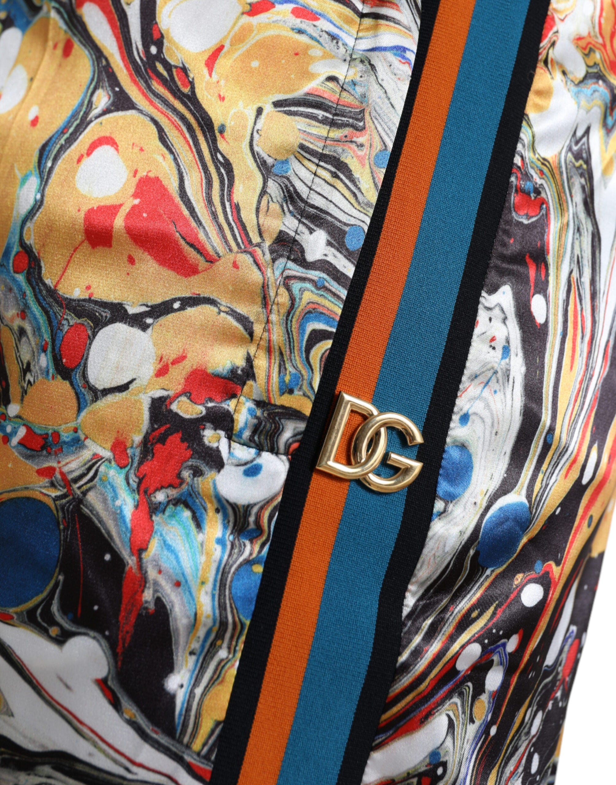 Dolce & Gabbana Multicolor Marble Print Satin Men's Pants