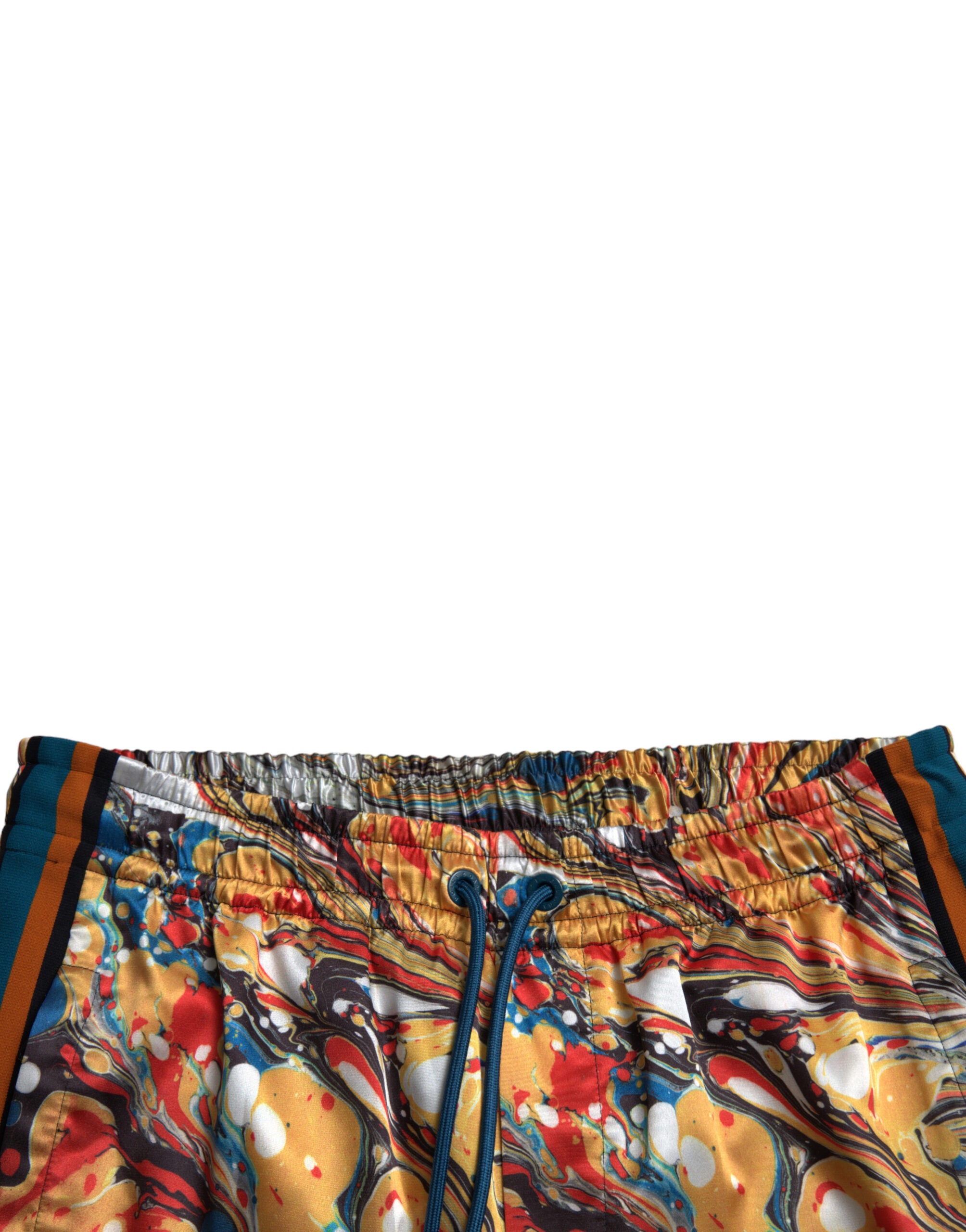 Dolce & Gabbana Elegant Satin Track Pants in Multicolor Men's Marble