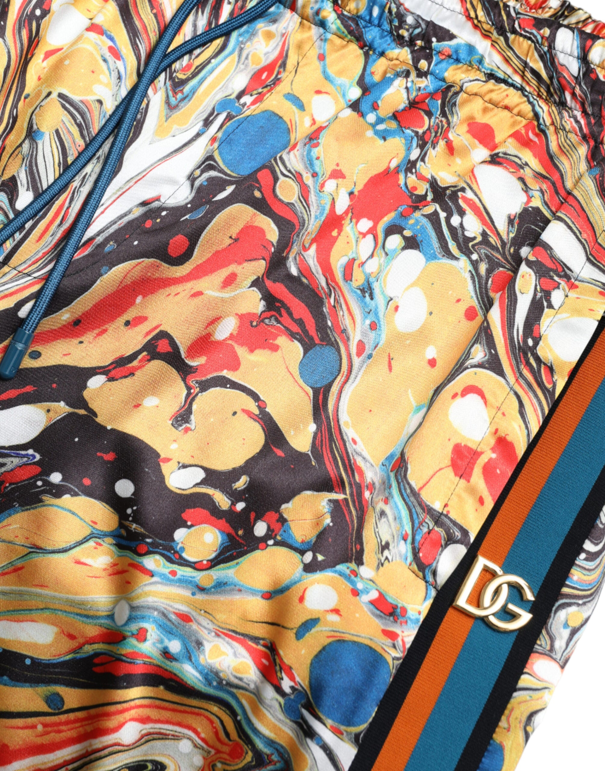 Dolce & Gabbana Elegant Satin Track Pants in Multicolor Men's Marble