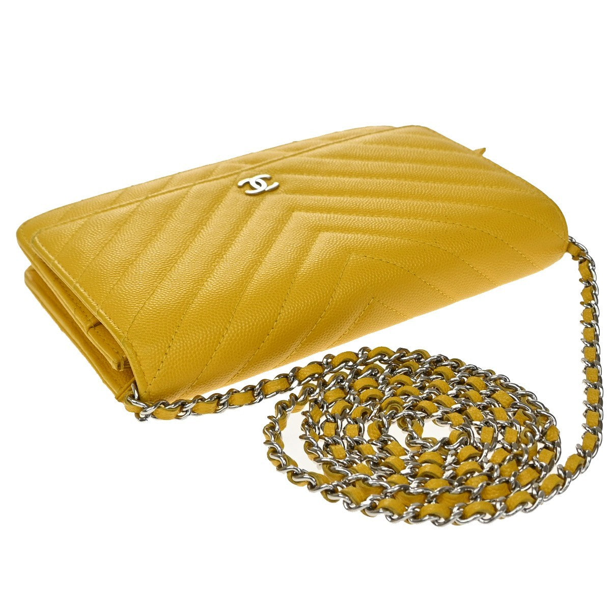Chanel Wallet On Chain Quilted Caviar Yellow Calfskin Crossbody Bag Bag (Pre-Owned)