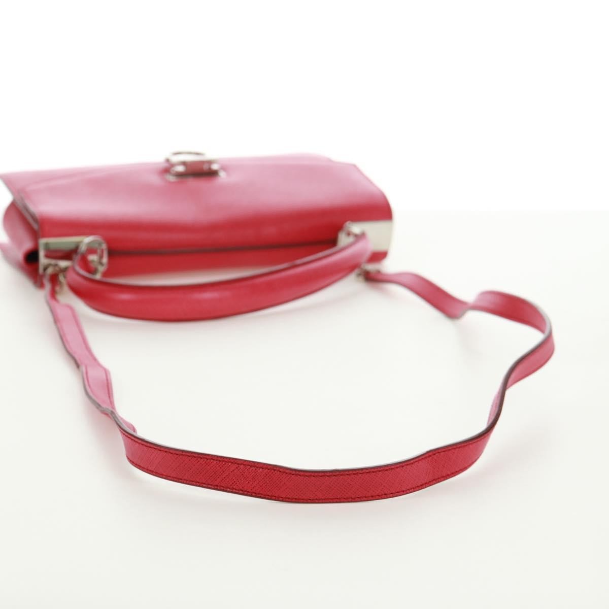 Salvatore Ferragamo Gancini Convertible Top Handle Saffiano Leather Pink Leather Handbag (Pre-Owned)