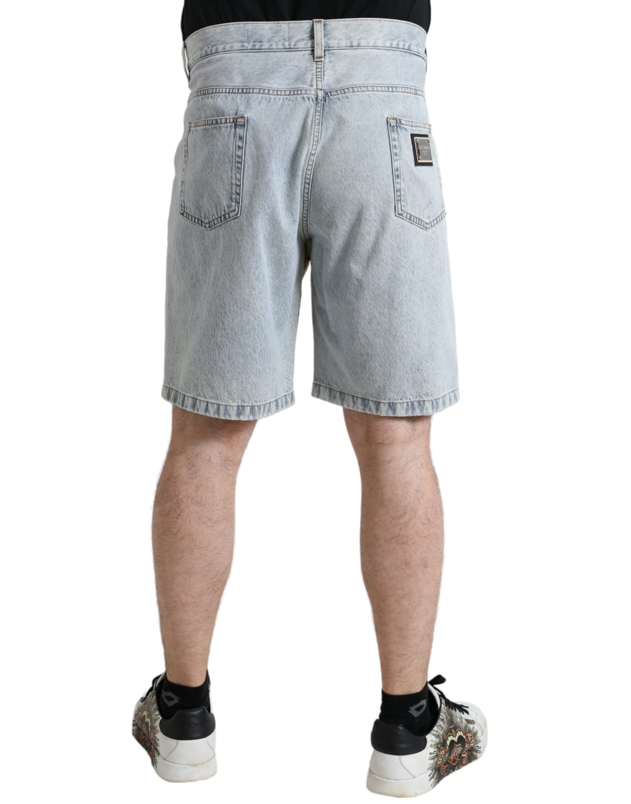 Dolce & Gabbana Multicolor Floral Print Denim Bermuda Men's Shorts