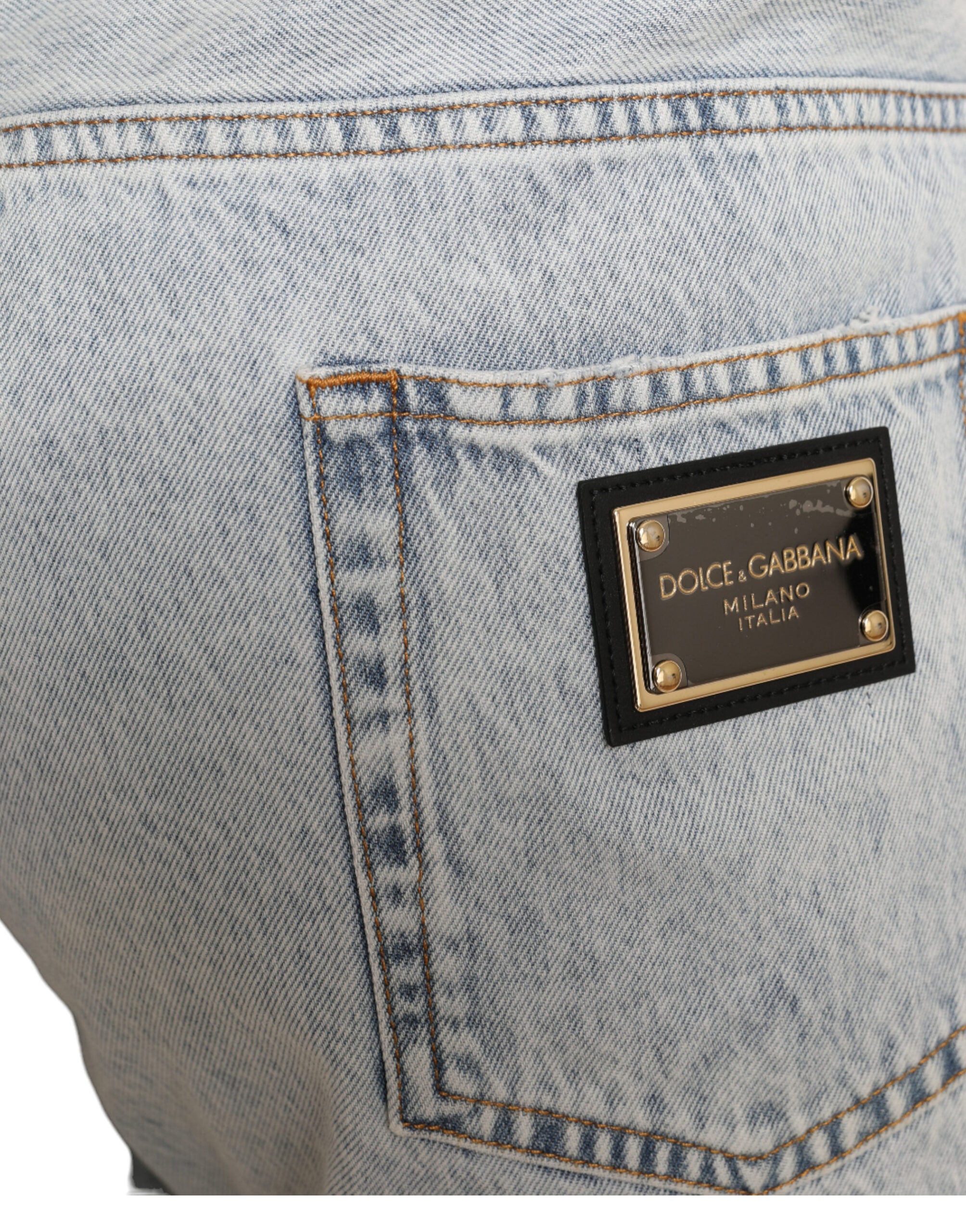 Dolce & Gabbana Multicolor Floral Print Denim Bermuda Men's Shorts
