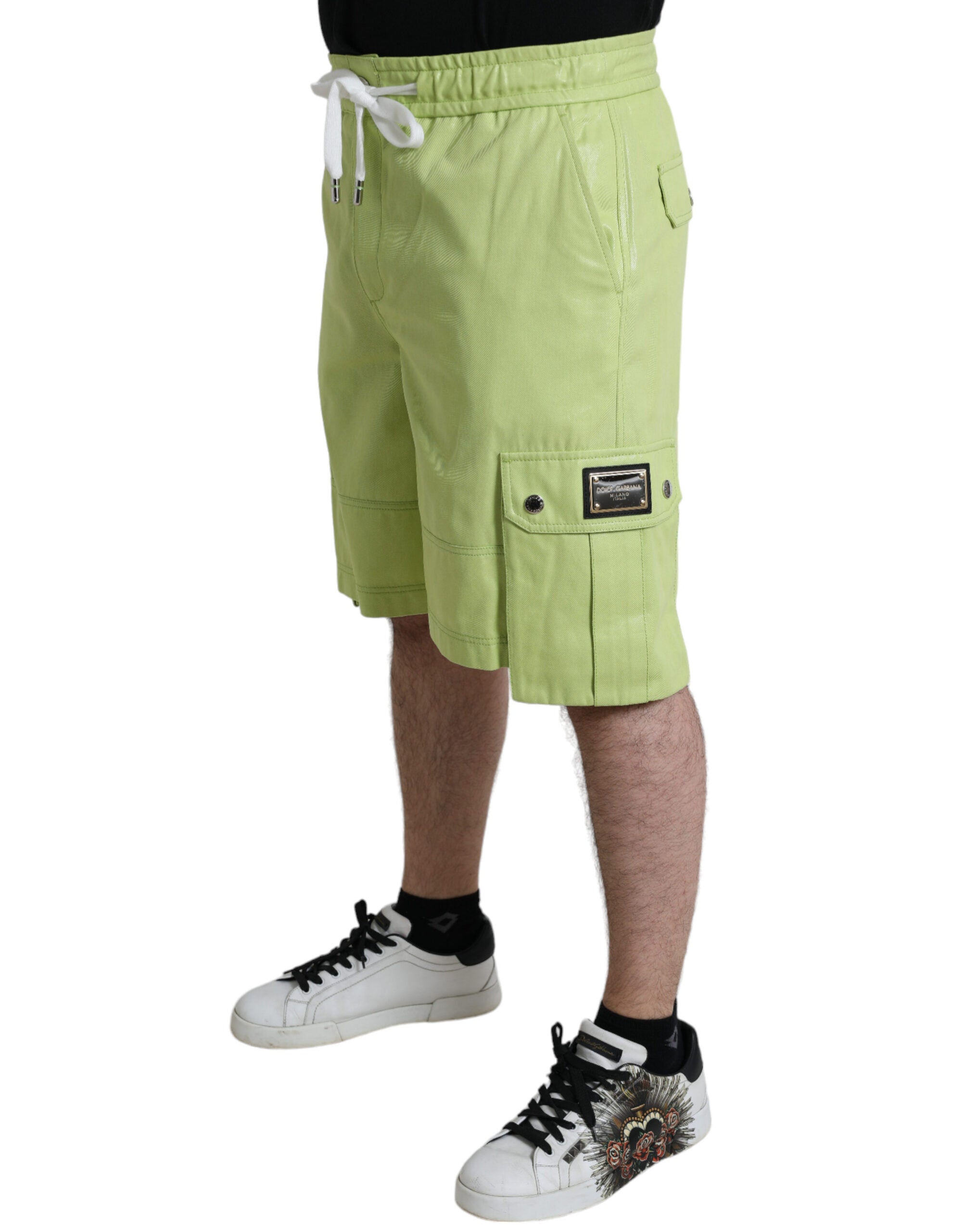 Dolce & Gabbana Light Green Cotton Men Cargo Bermuda Men's Shorts