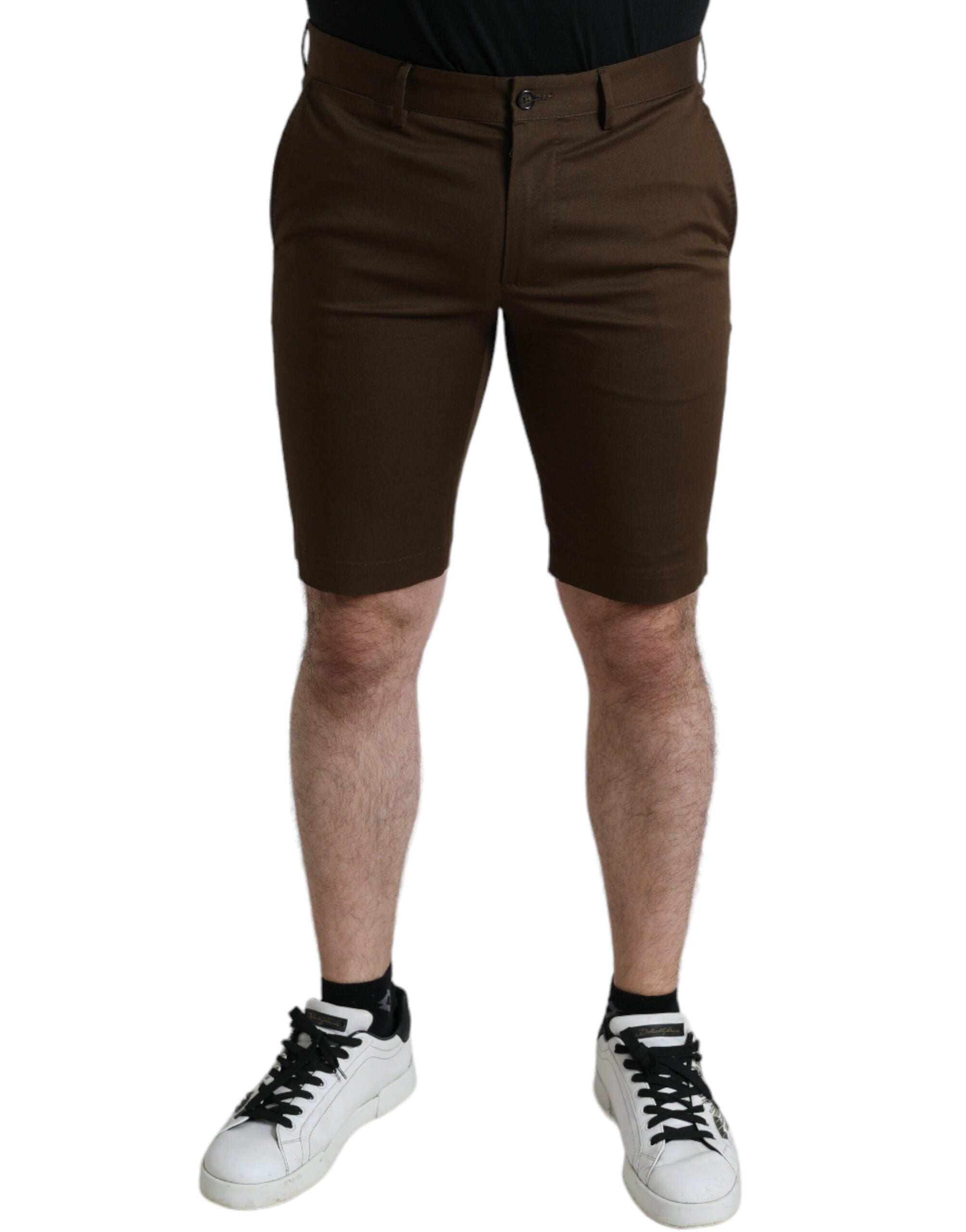 Dolce & Gabbana Chic Brown Bermuda Shorts with Logo Men's Detail