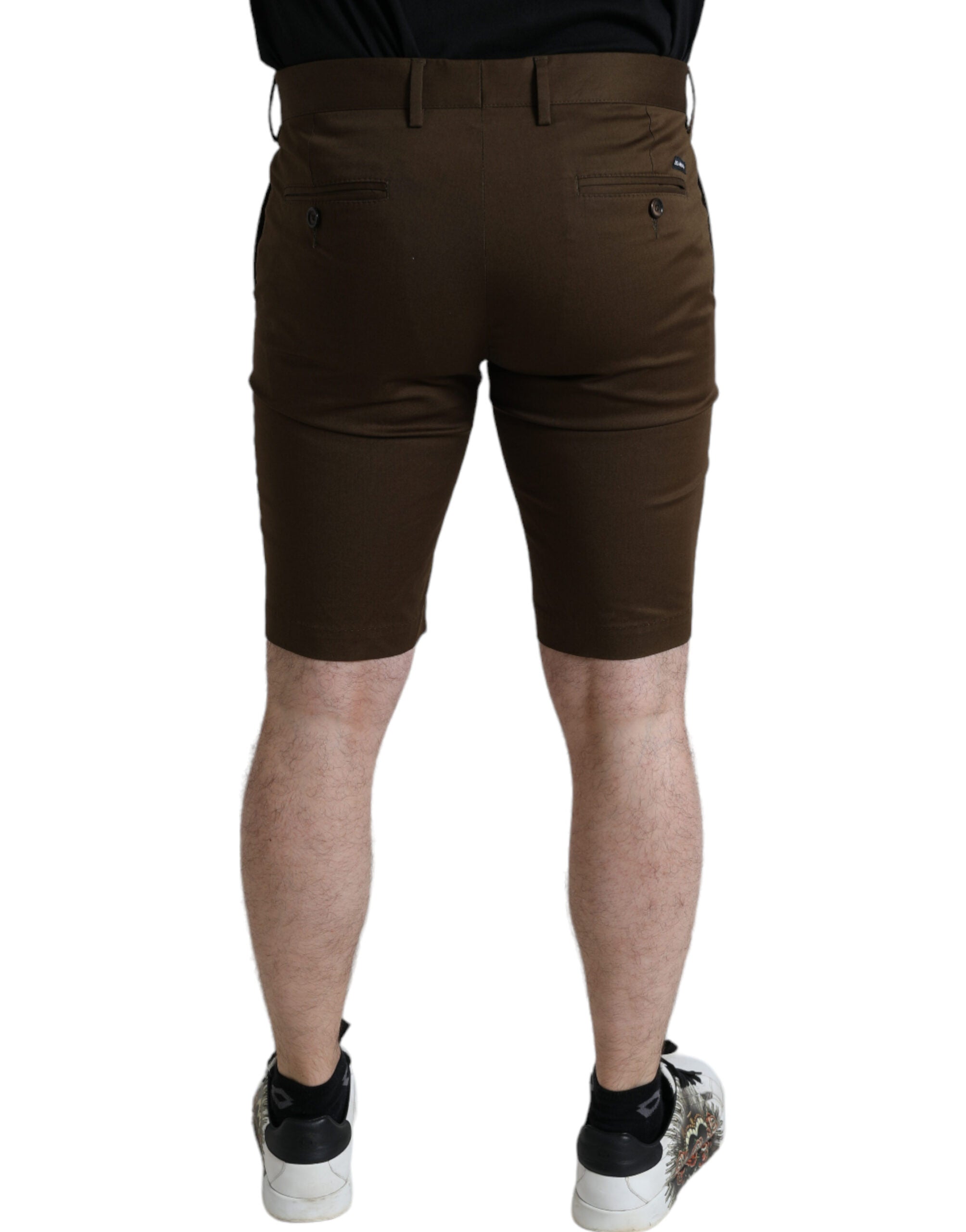 Dolce & Gabbana Chic Brown Bermuda Shorts with Logo Men's Detail