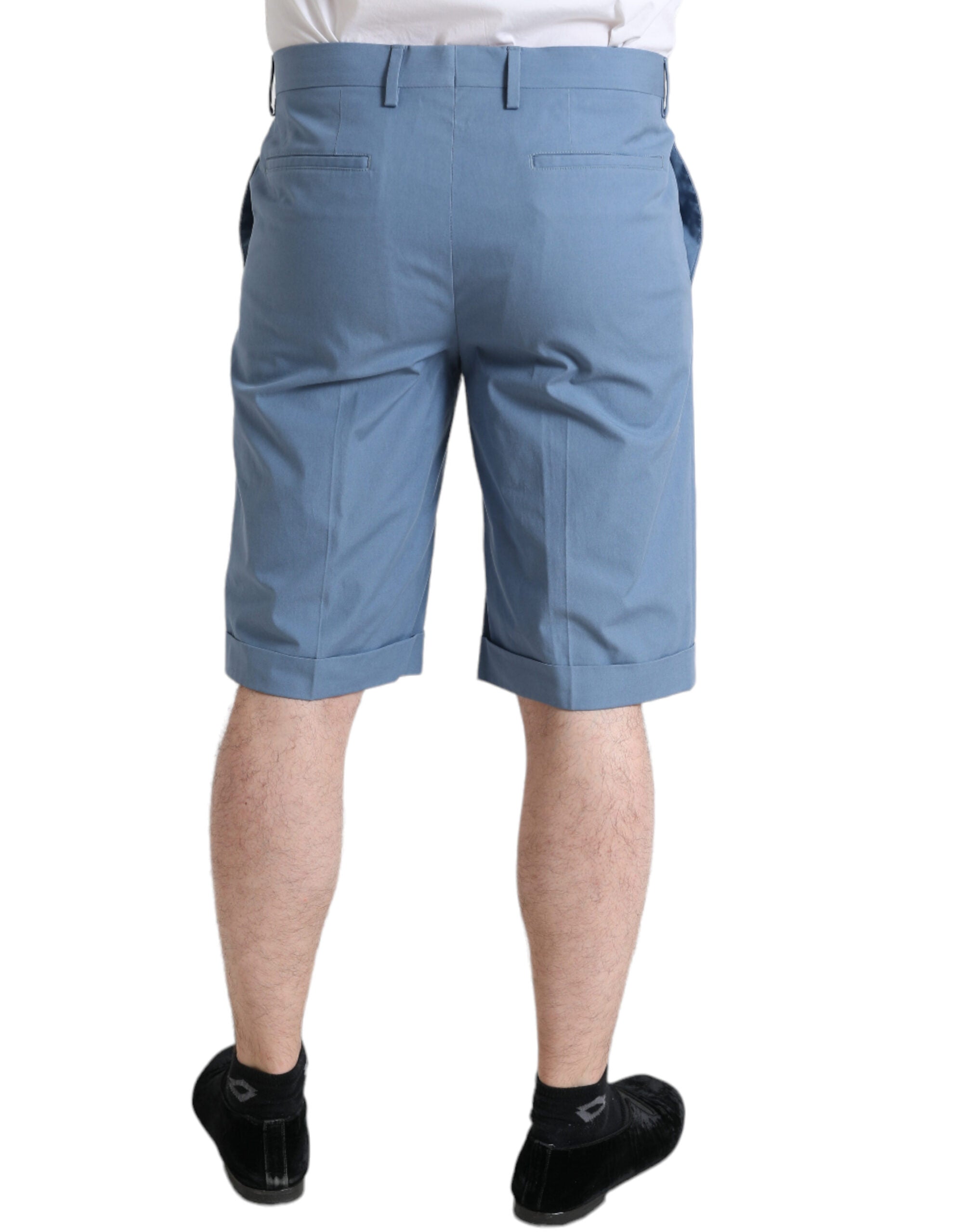 Dolce & Gabbana Sky Blue Cotton Folded Hem Men Bermuda Men's Shorts
