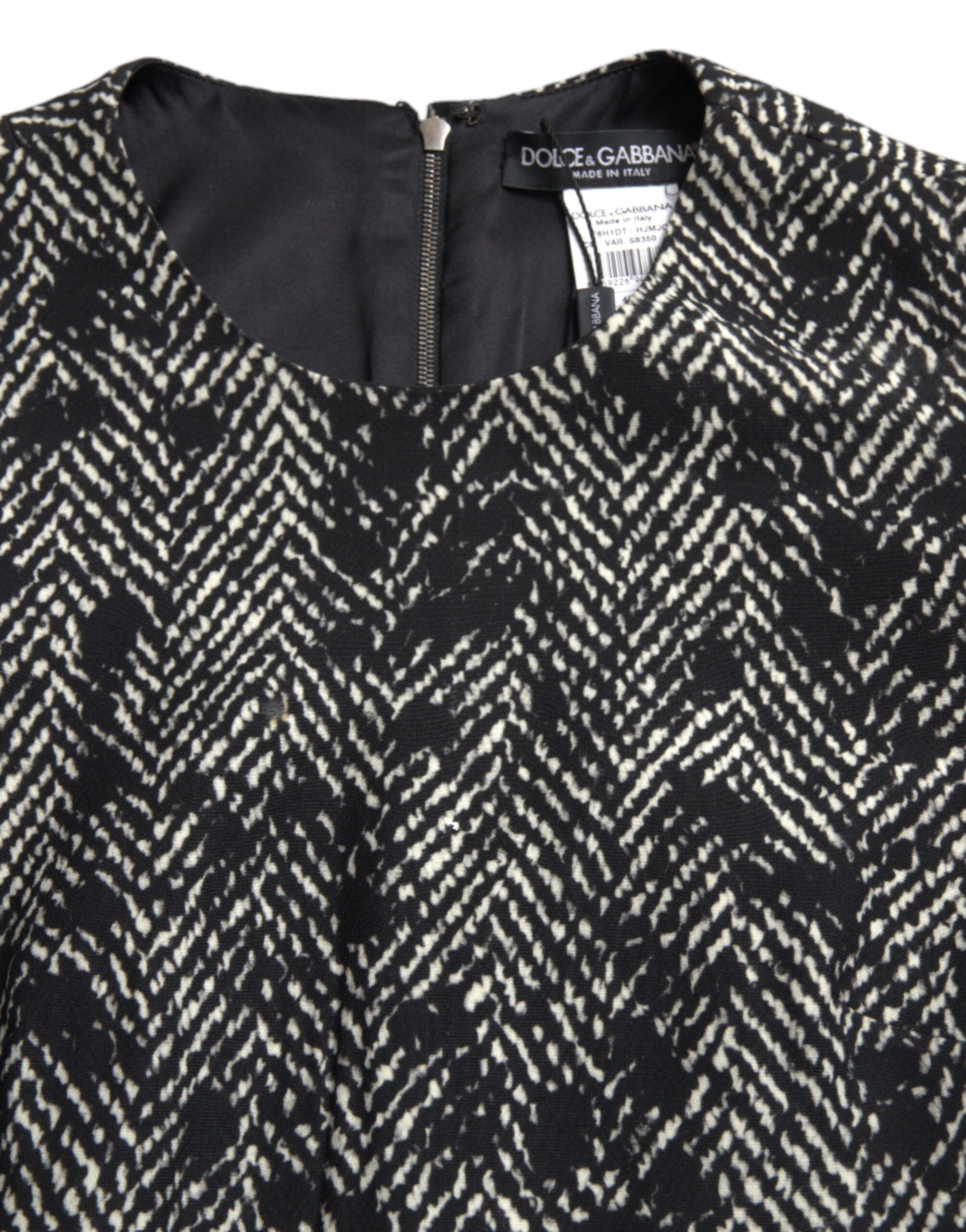 Dolce & Gabbana Black Chevron Polyester Shift Mini Women's Dress
