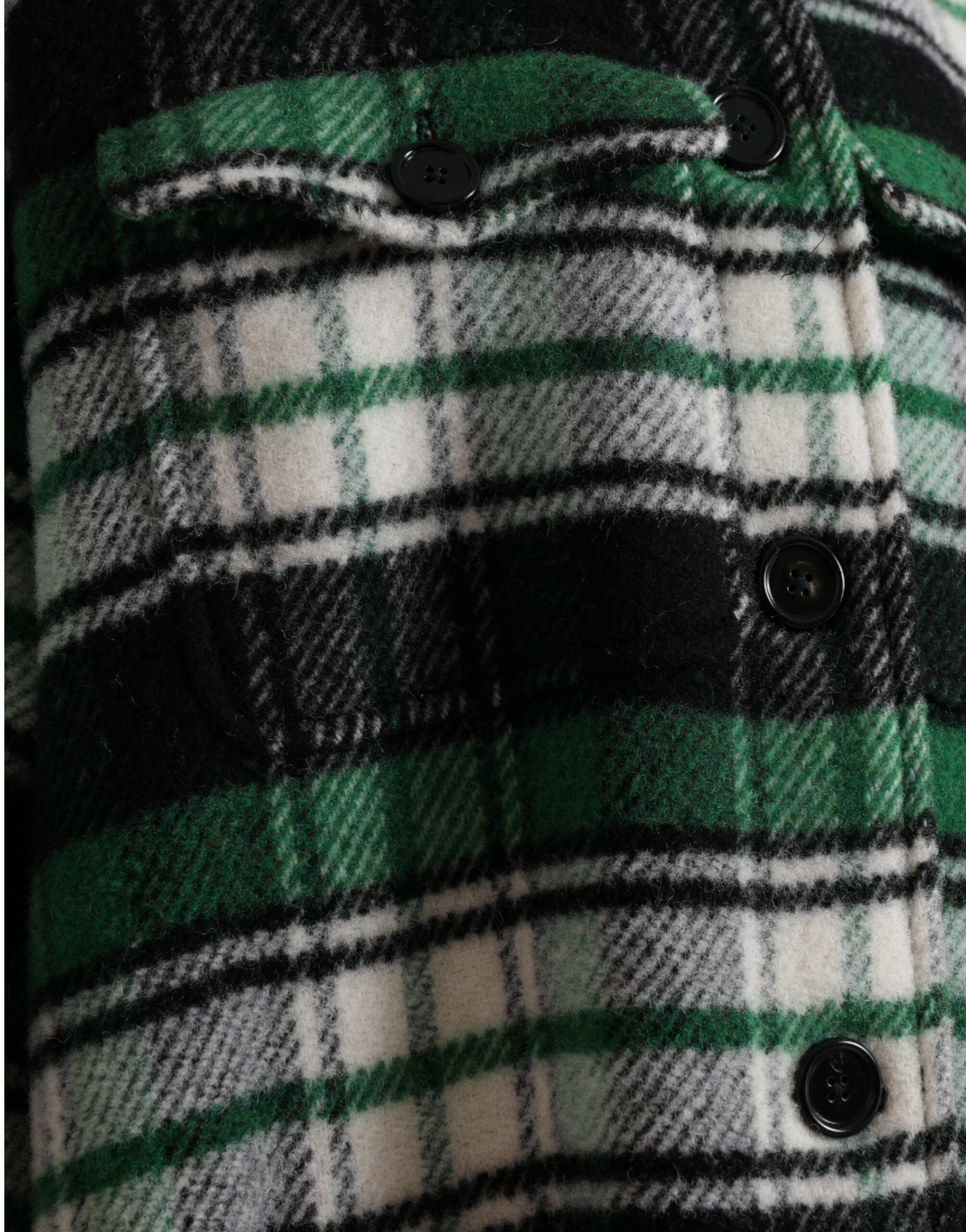 Dolce & Gabbana Green Plaid Long Sleeve Casual Coat Women's Jacket
