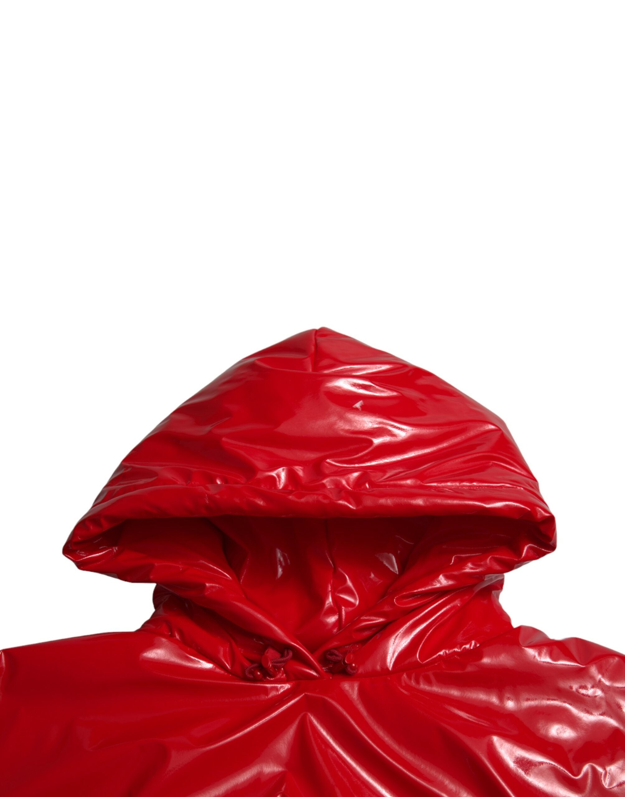 Dolce & Gabbana Shiny Red Hooded Cropped Short Coat Women's Jacket