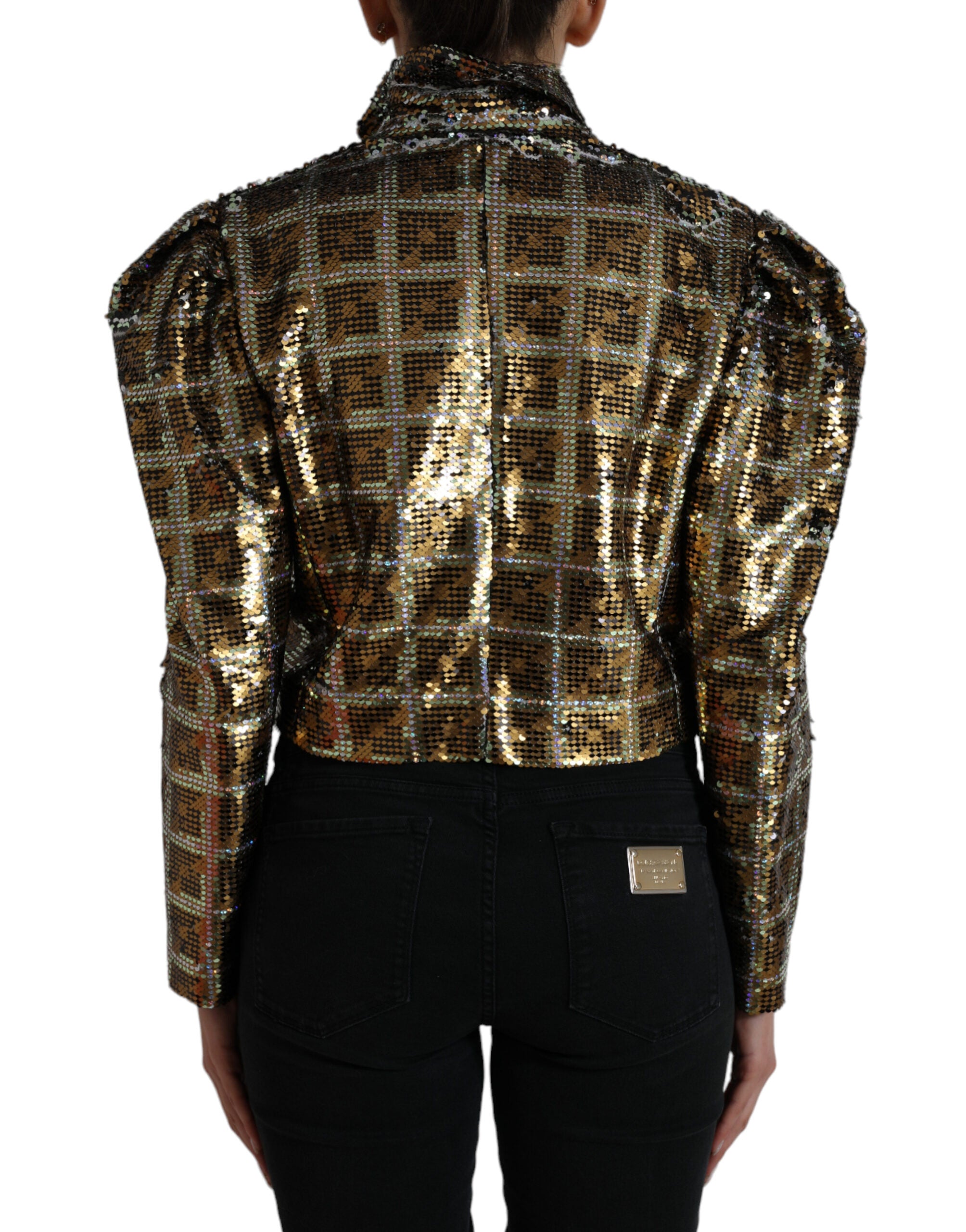 Dolce & Gabbana Multicolor Polyester Sequined Cropped Women's Jacket