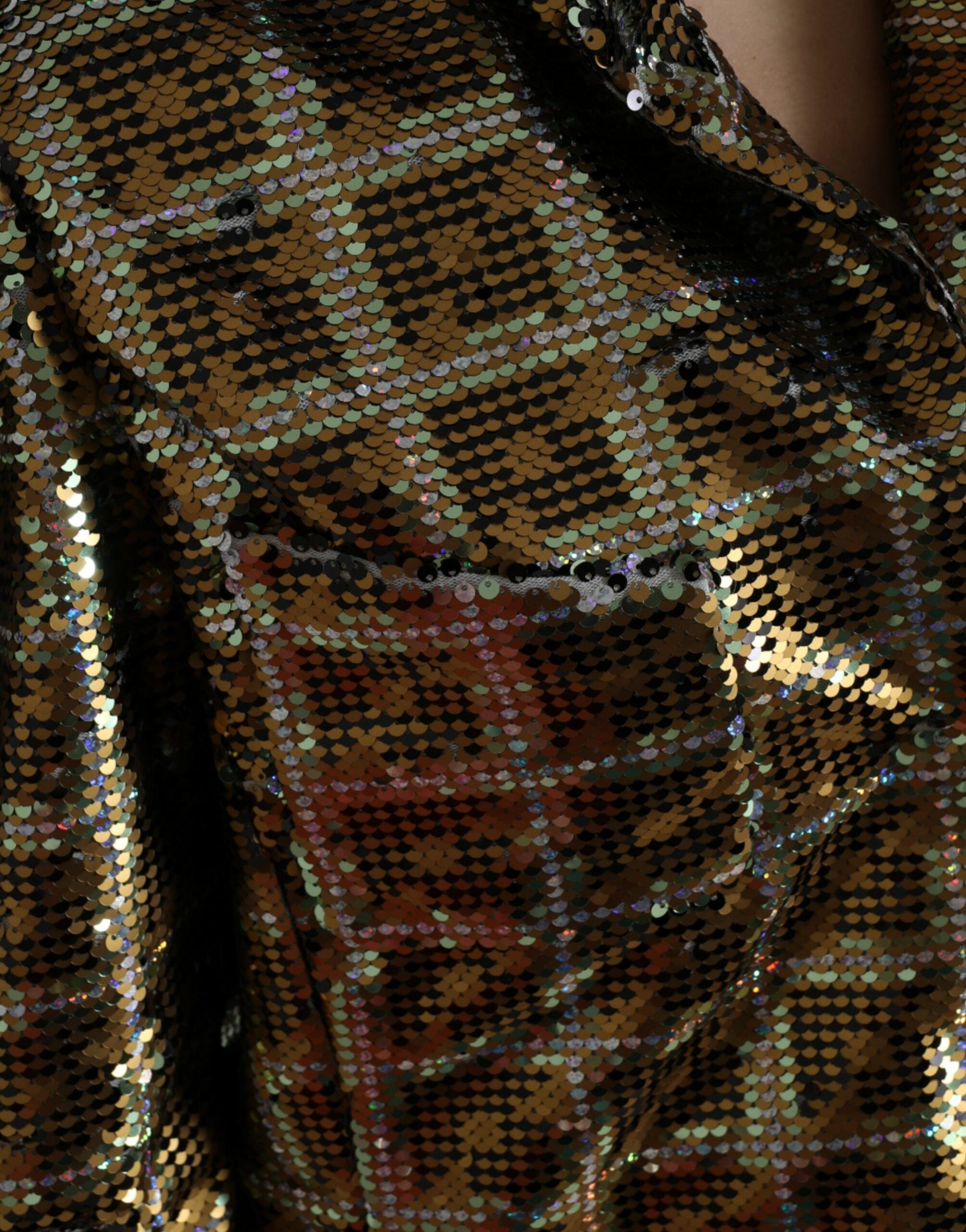Dolce & Gabbana Multicolor Polyester Sequined Cropped Women's Jacket